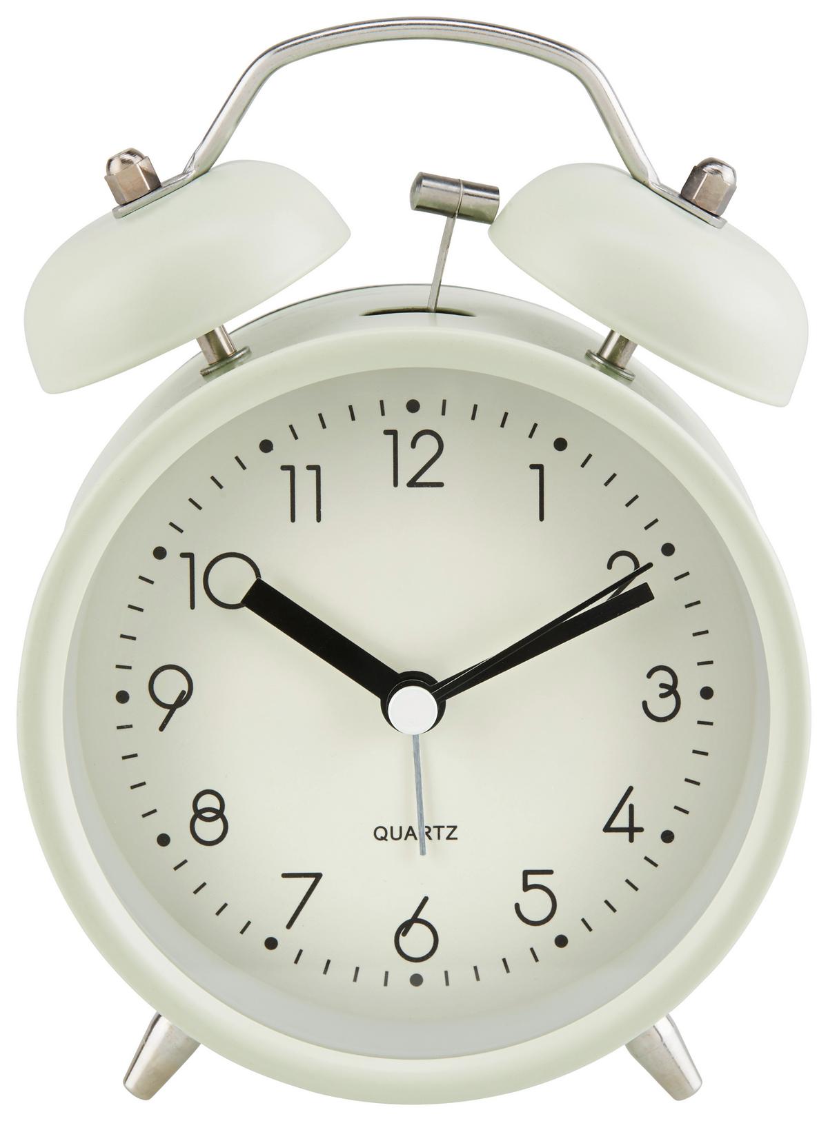 Wecker Alexiana Vintage-Look, H: 13 cm - Hellrosa/Schwarz, Basics, Glas/Papier (9,8/13/5,5cm) - Luca Bessoni