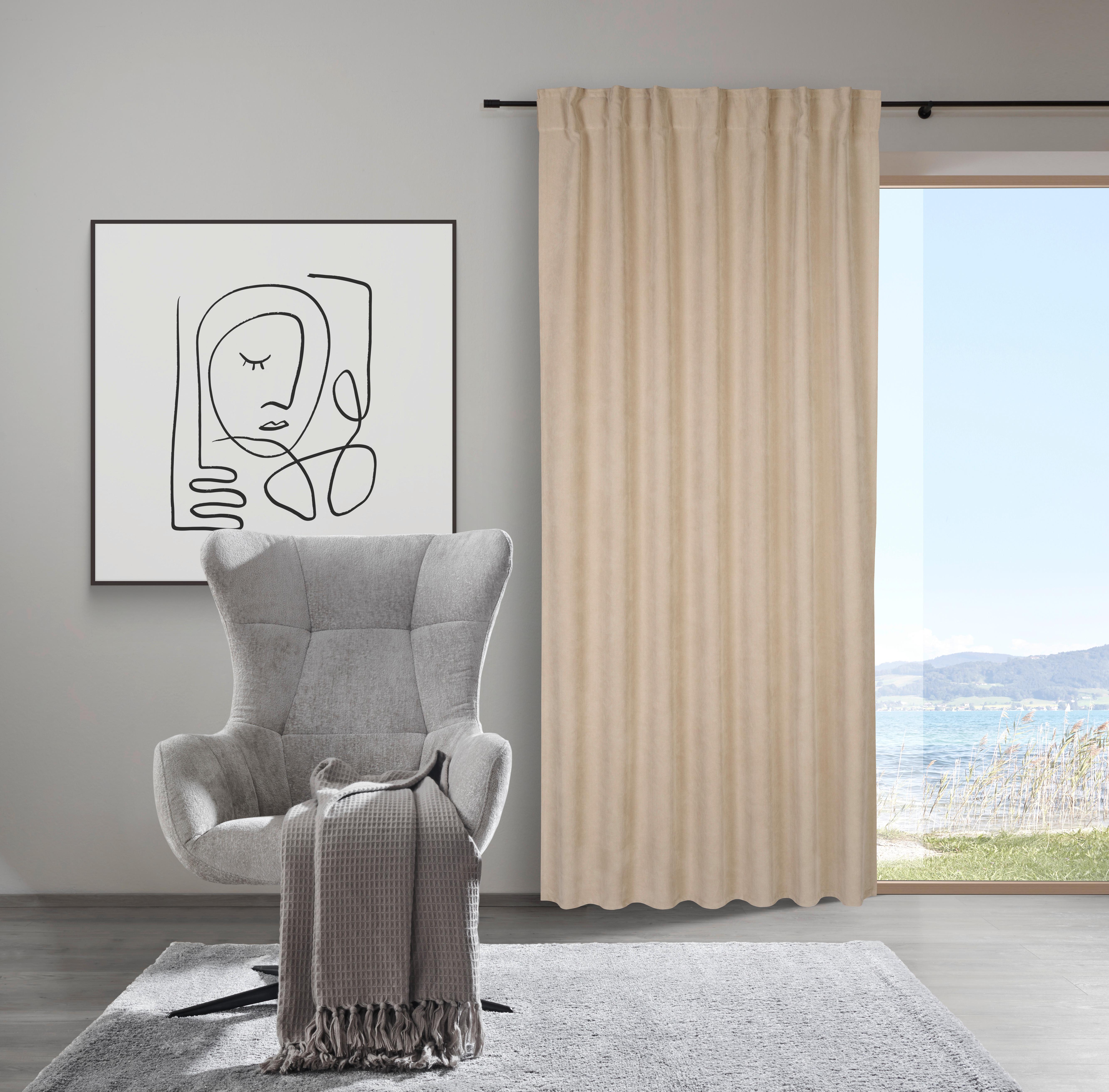 Hotový závěs Linus, 140/255cm, šedohnědá - šedohnědá, Design, textil (140/255cm) - Premium Living