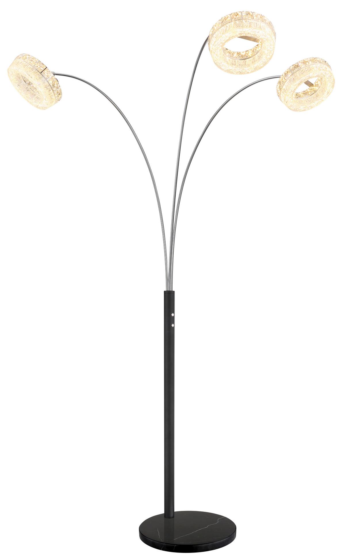 Led-stehleuchte Memory-Funktion - Klar/Schwarz, Design, Glas/Kunststoff (82,5/102/190cm) - Globo