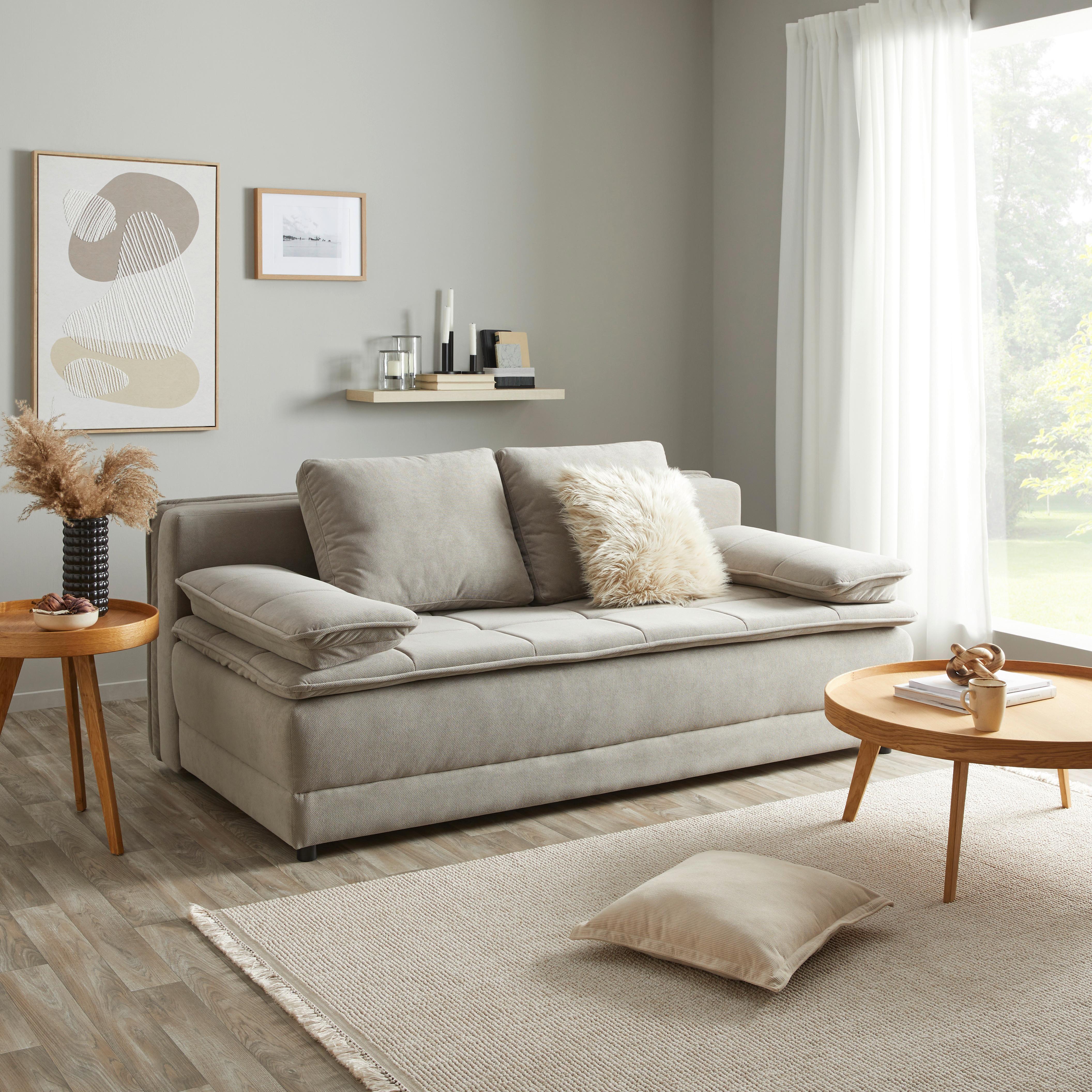 Pohovka s funkciou ALICE sivohnedá farba - čierna/taupe, Modern, textil/plast (202/73-92/105cm) - Luca Bessoni