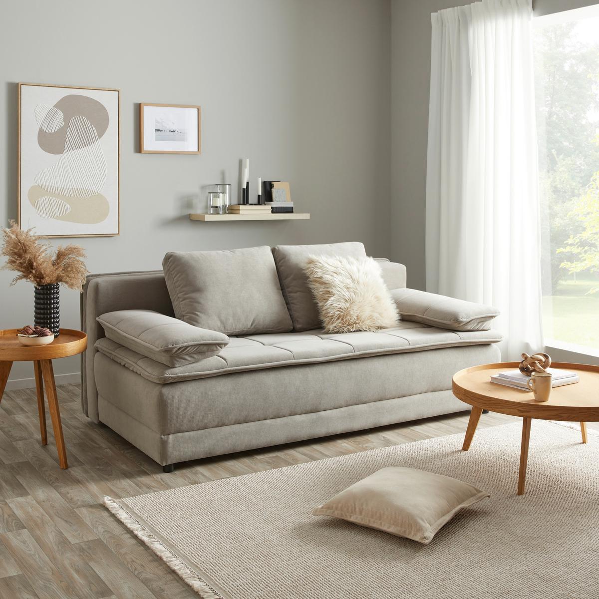 Pohovka s funkciou ALICE sivohnedá farba - čierna/taupe, Modern, textil/plast (202/73-92/105cm) - Luca Bessoni