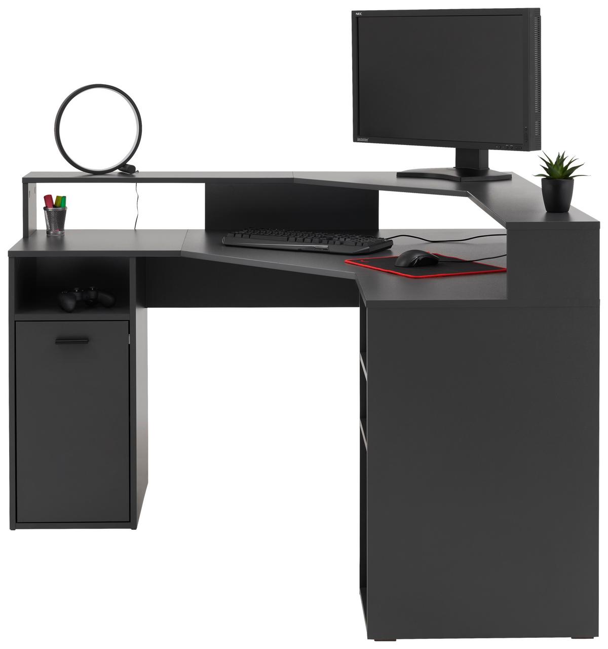 Gamingtisch Mx 201 Eck-Computertisch - Anthrazit, Trend, Holzwerkstoff (138,6/90,3/138,6cm) - MID.YOU