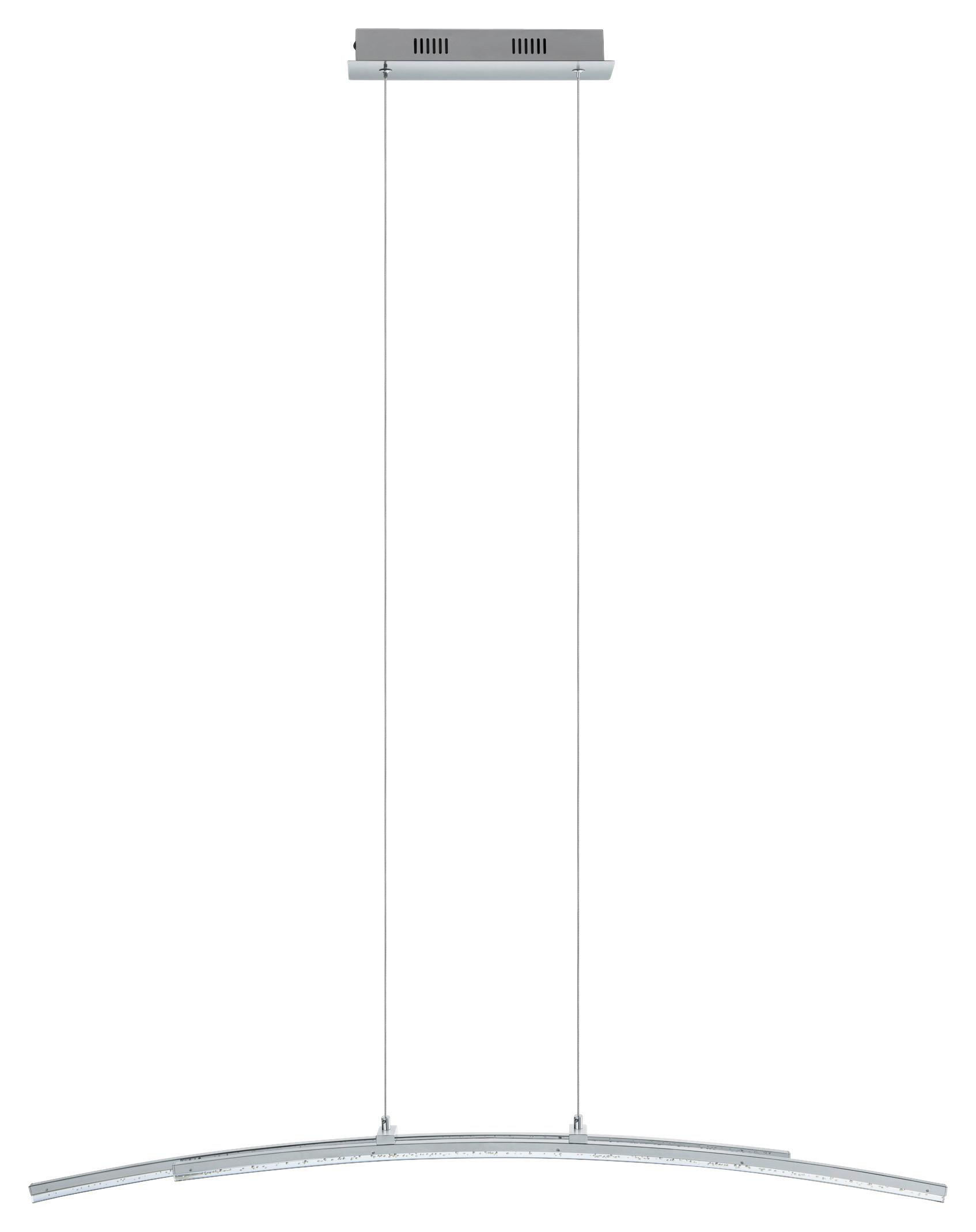 Led-hängeleuchte Pertini H: 150 Cm Mit 2 Leuchtröhren - Chromfarben/Transparent, MODERN, Kunststoff/Metall (96/8/150cm)