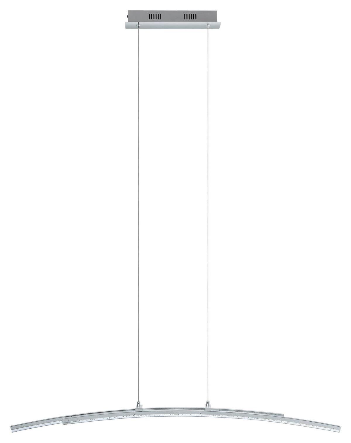 Led-hängeleuchte Pertini H: 150 Cm Mit 2 Leuchtröhren - Chromfarben/Transparent, MODERN, Kunststoff/Metall (96/8/150cm)