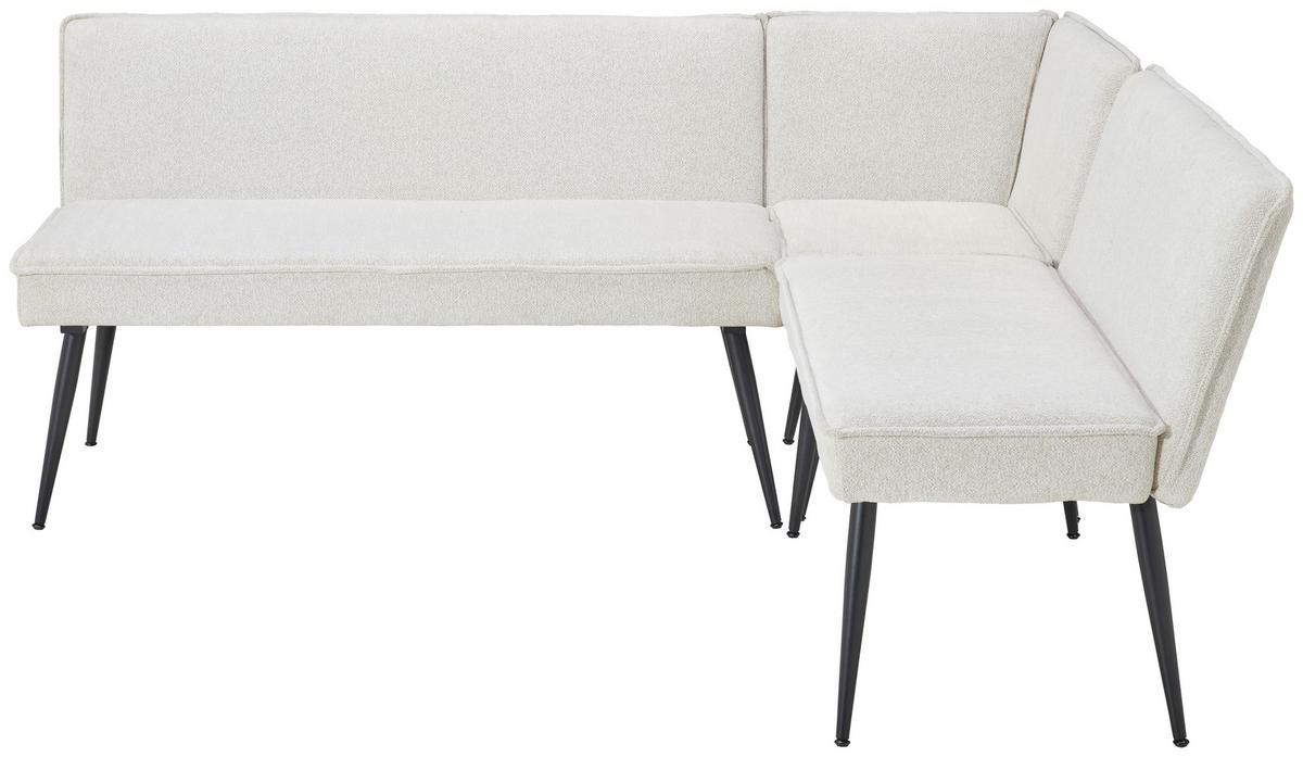 Eckbank Beige Leinenoptik Polyester Aleks 195x157 cm - Beige/Schwarz, LIFESTYLE, Textil/Metall (195/157cm) - MID.YOU