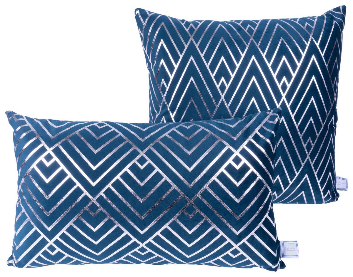 Zierkissen Prisma 30/45x50/45 cm Polyester Blau/Silberfarben - Blau/Silberfarben, KONVENTIONELL, Textil (30x45/50x45cm)