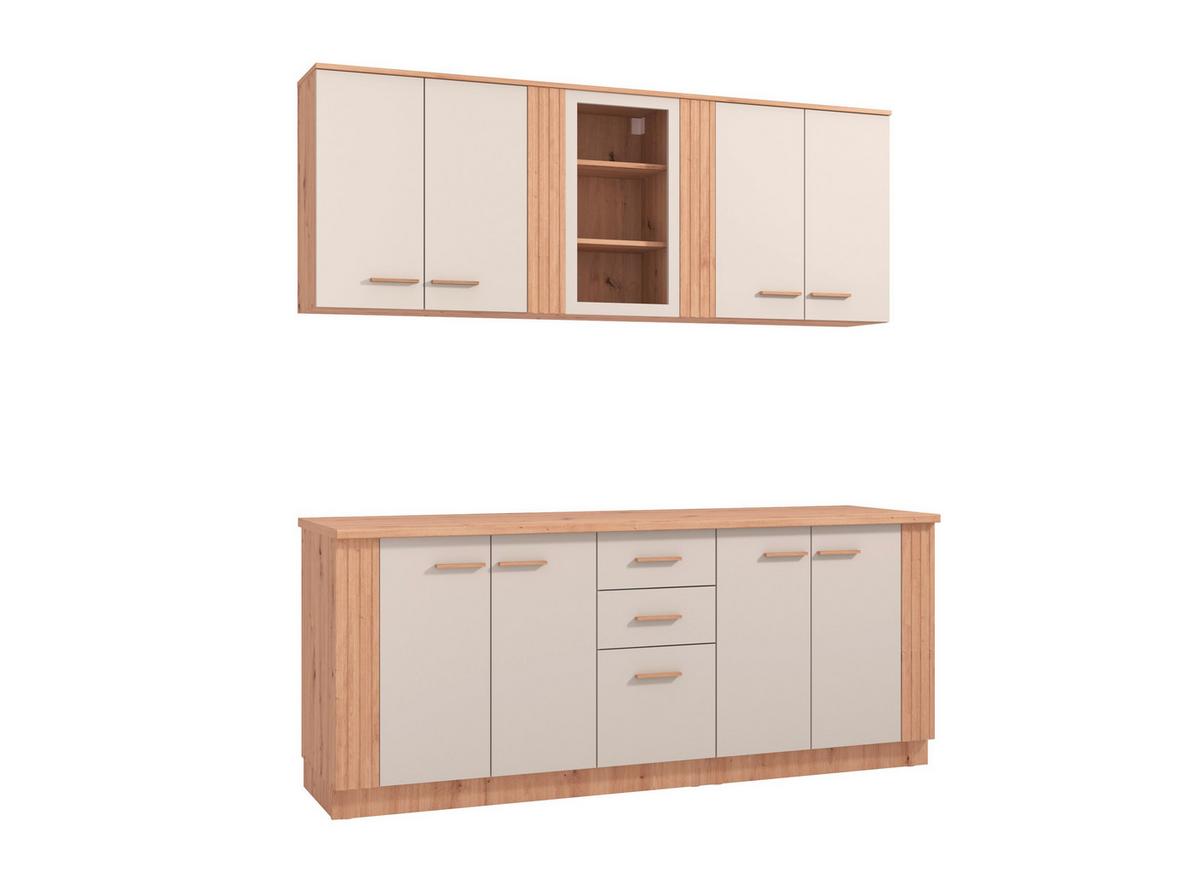Konyhablokk Belfort 200 Cm - kasmírszínű/Artisan tölgy, Basics, faalapú anyag (200/200/51cm)