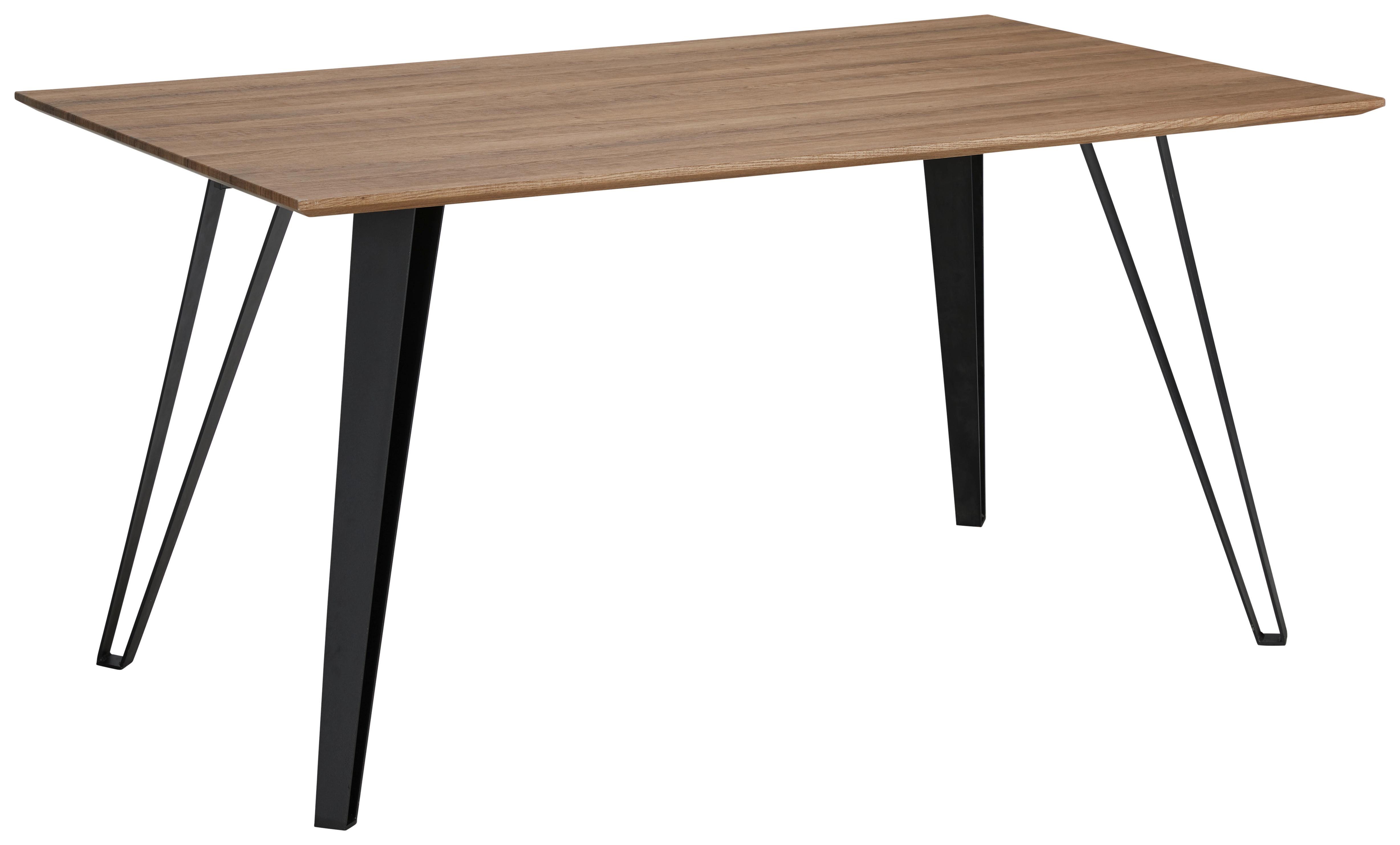 Jedálenský stôl Gino prírodná 160x90cm - čierna/farba tíku, Modern, kov/drevo (160/90/76cm) - Bessagi Home