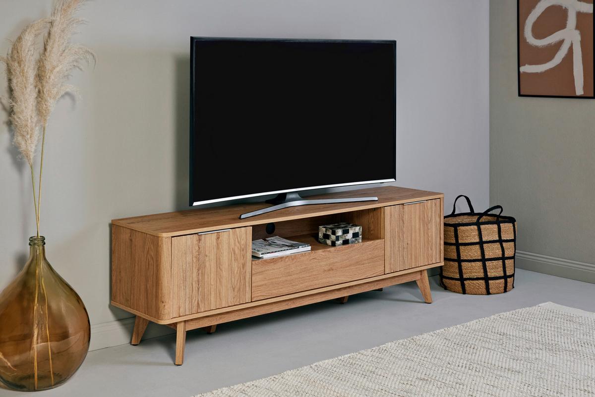 Lowboard Wave TV 170 B: 169,5 cm Eichefarben - Eichefarben, MODERN, Holzwerkstoff (169,50/54,5/40cm) - Livetastic