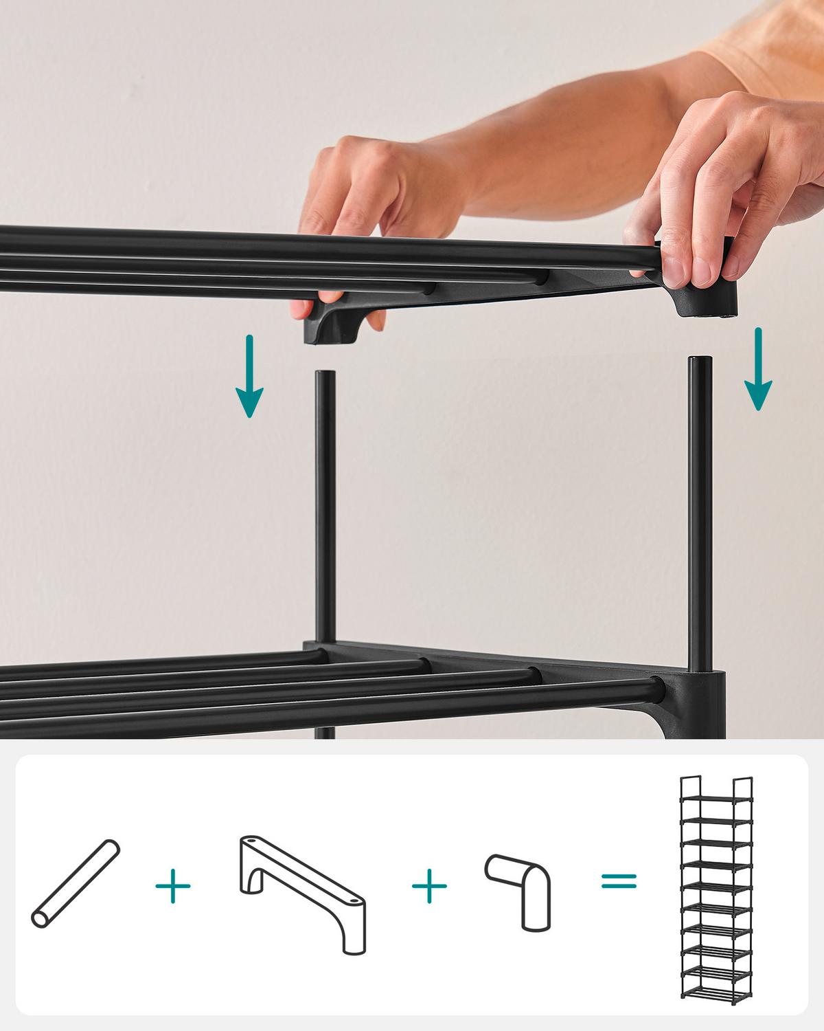 REGÁL NA BOTY ECO - černá, Trend, kov/plast (45/174/30cm) - Boxxx