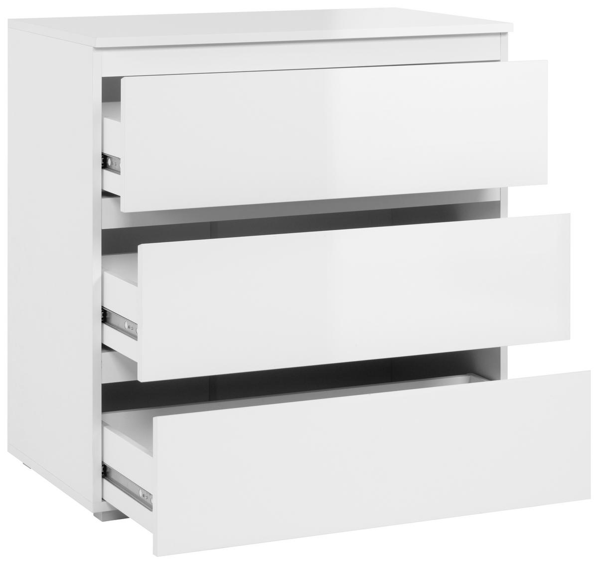 Kommode Capetown Melamin Weiß, B: 80 Cm - Silberfarben, Trend, Holzwerkstoff (80/80,5/45cm)