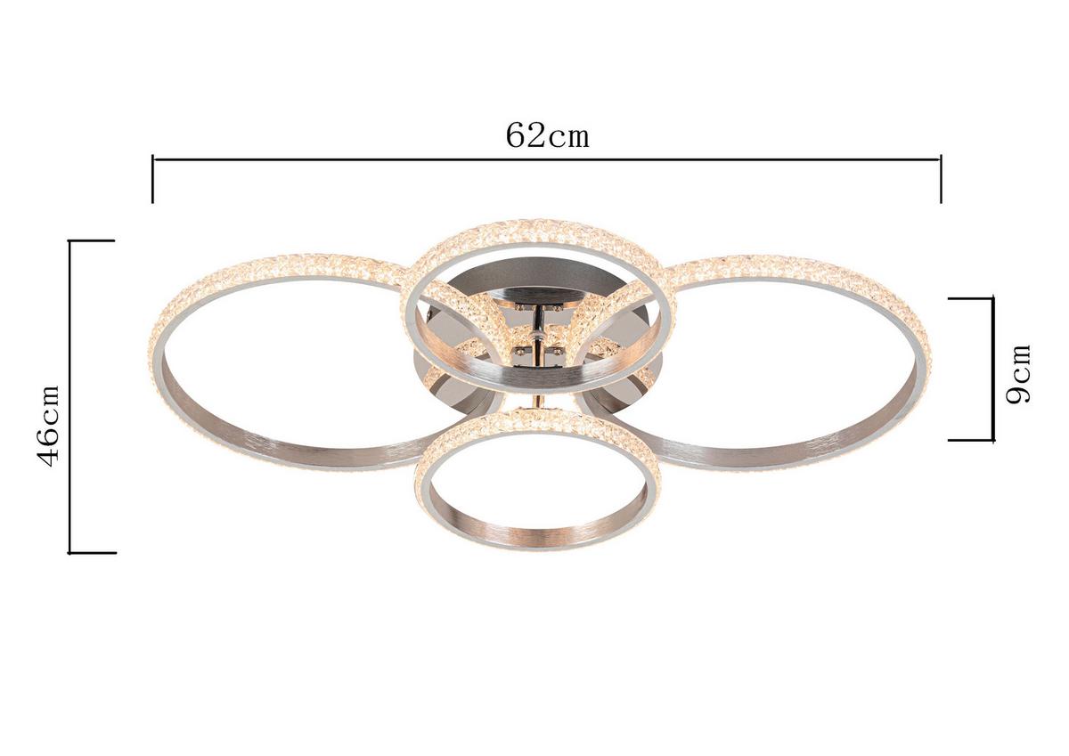 Led Mennyezeti Lámpa Marino - króm/alumínium színű, Modern, műanyag/fém (62/46/9cm) - Luca Bessoni