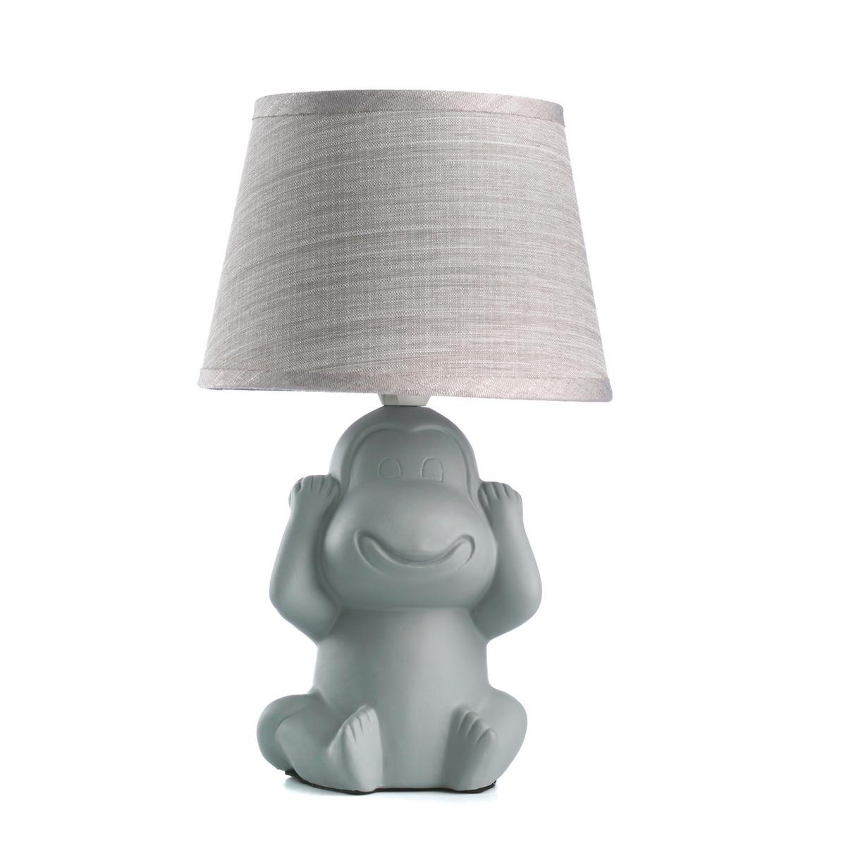 Kindertischleuchte Grau D: 17 cm 6w - Grau, Trend, Keramik/Textil (17/28cm)