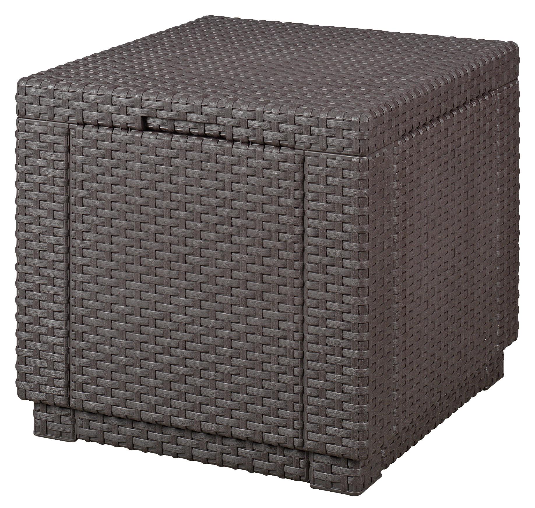 Gartenhocker Cube Polyrattan mit Stauraum - Braun, MODERN, Kunststoff (42/39/42cm) - Allibert