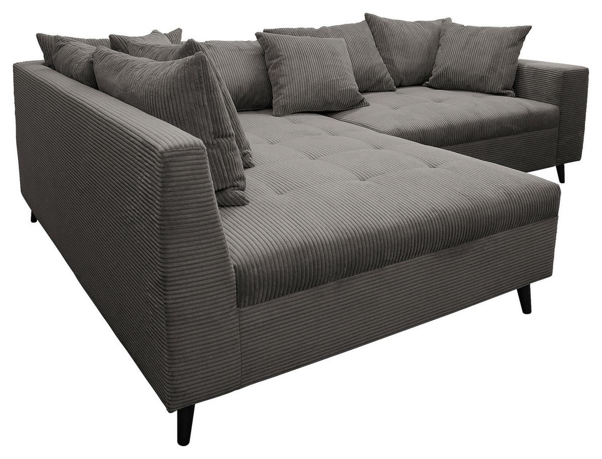 Ecksofa Pruno, Grau S: 174x247 cm - Schwarz/Grau, Design, Textil (174/247cm) - MID.YOU
