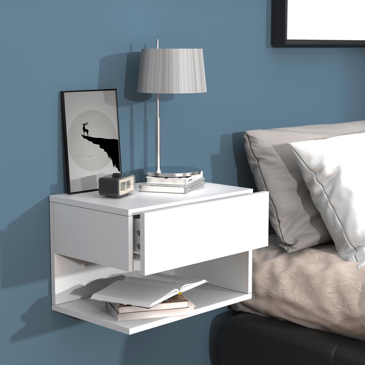 Nachtkästchen USAl XL B: 45 cm Weiß - Weiß, MODERN, Holzwerkstoff (45/30/32cm) - MID.YOU