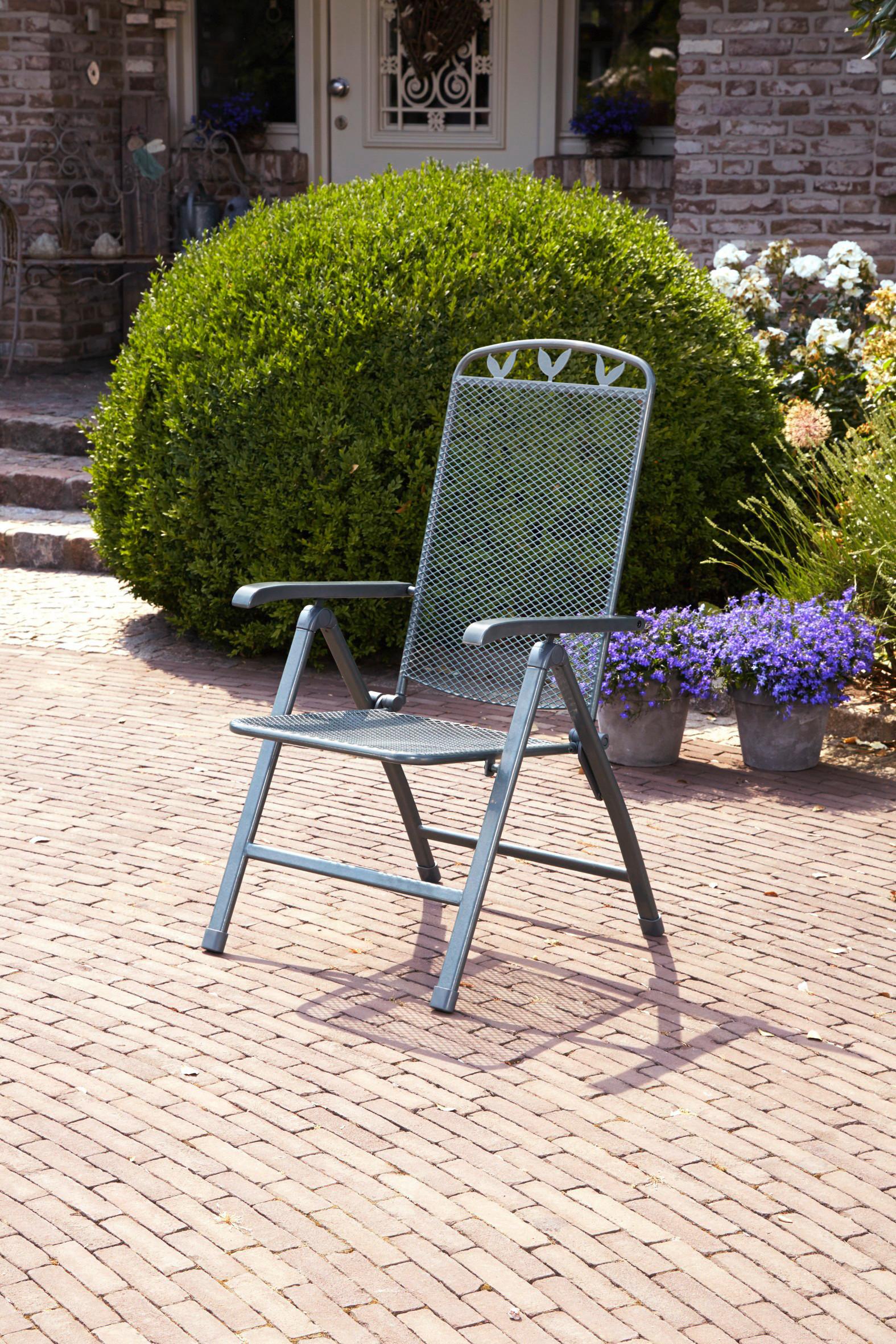 Gartensessel Klappbar Toulouse Metall - Grau, Basics, Metall (58/108/64cm) - Gardenson