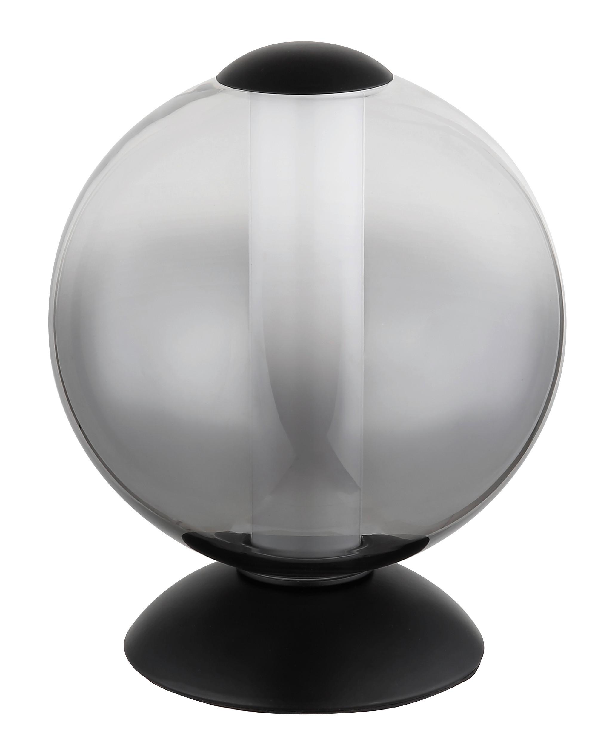LED-Tischleuchte Lacy Grau Schwarz Weiß D: 18 cm - Schwarz/Weiß, KONVENTIONELL, Glas/Kunststoff (18/21cm) - Globo