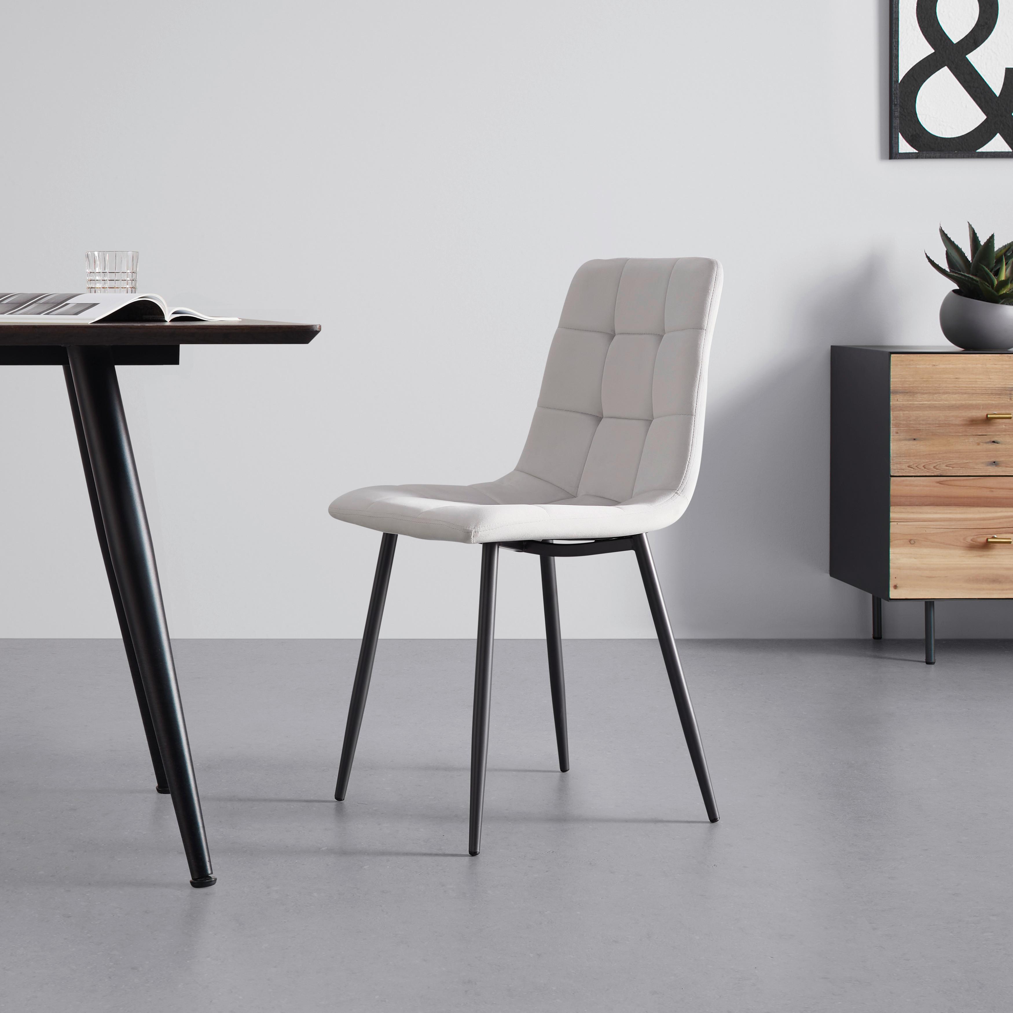 Jedálenská stolička RIA svetlá sivá - čierna/svetlosivá, Modern, kov/drevo (43,5/87/54cm) - Bessagi Home
