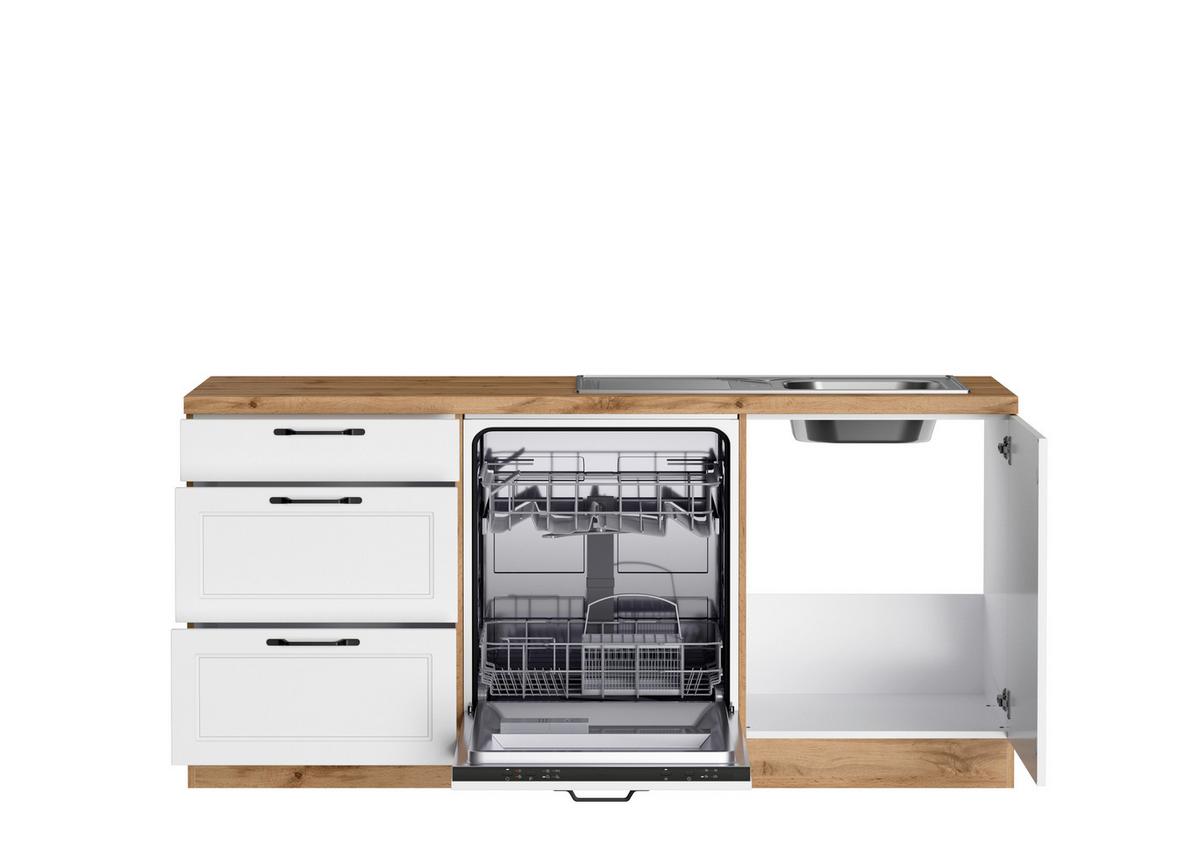 Eckküchen Meran Mit Geräten 240x360 Cm Weiß/eiche Dekor - Eiche Wotan/Weiß, LIFESTYLE, Holzwerkstoff (240/360cm) - Held