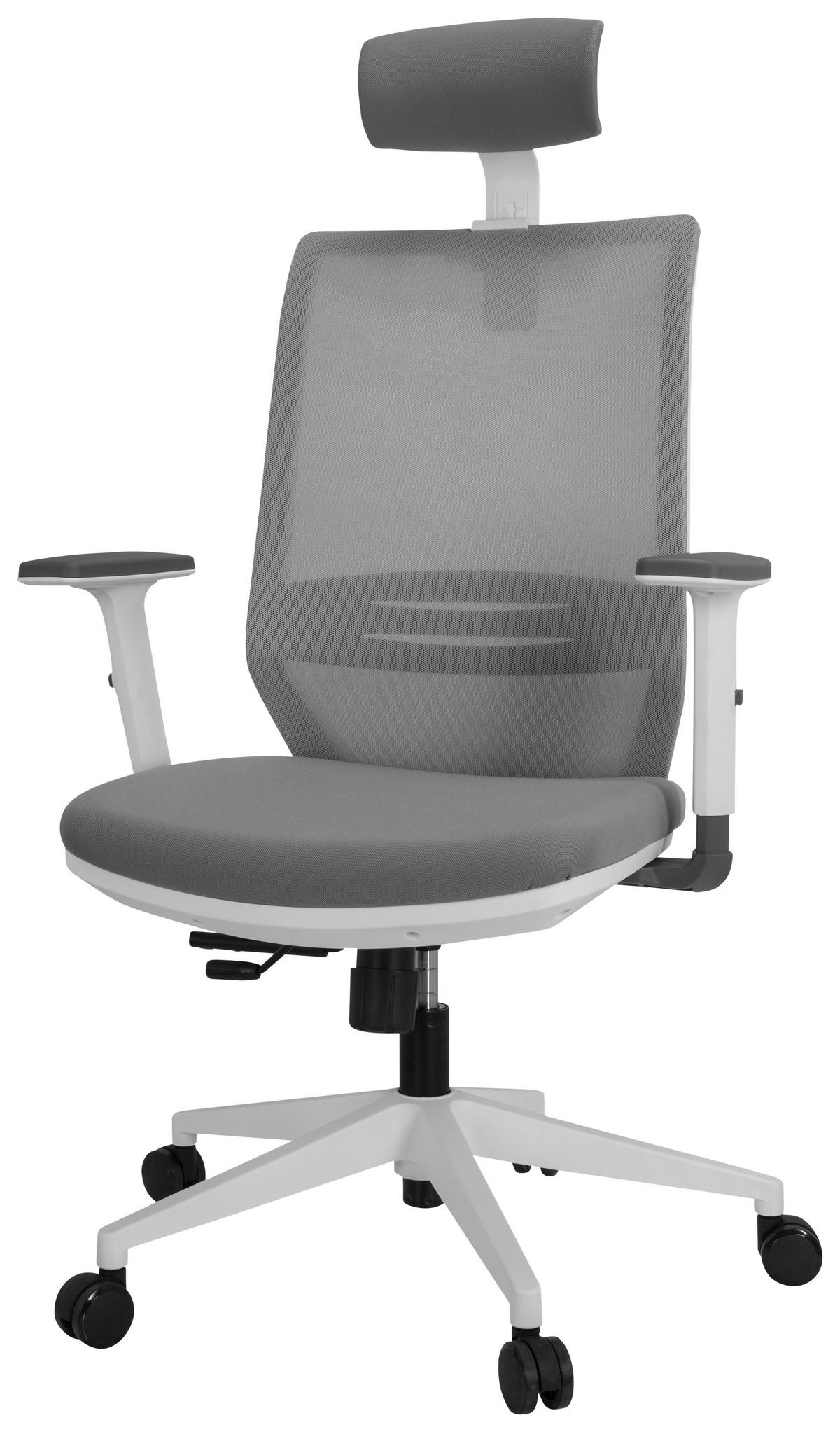 Bürostuhl Profondo Pro Grau/weiß Bis 120 Kg - Weiß/Grau, Basics, Kunststoff/Textil (70/117/62cm) - MID.YOU