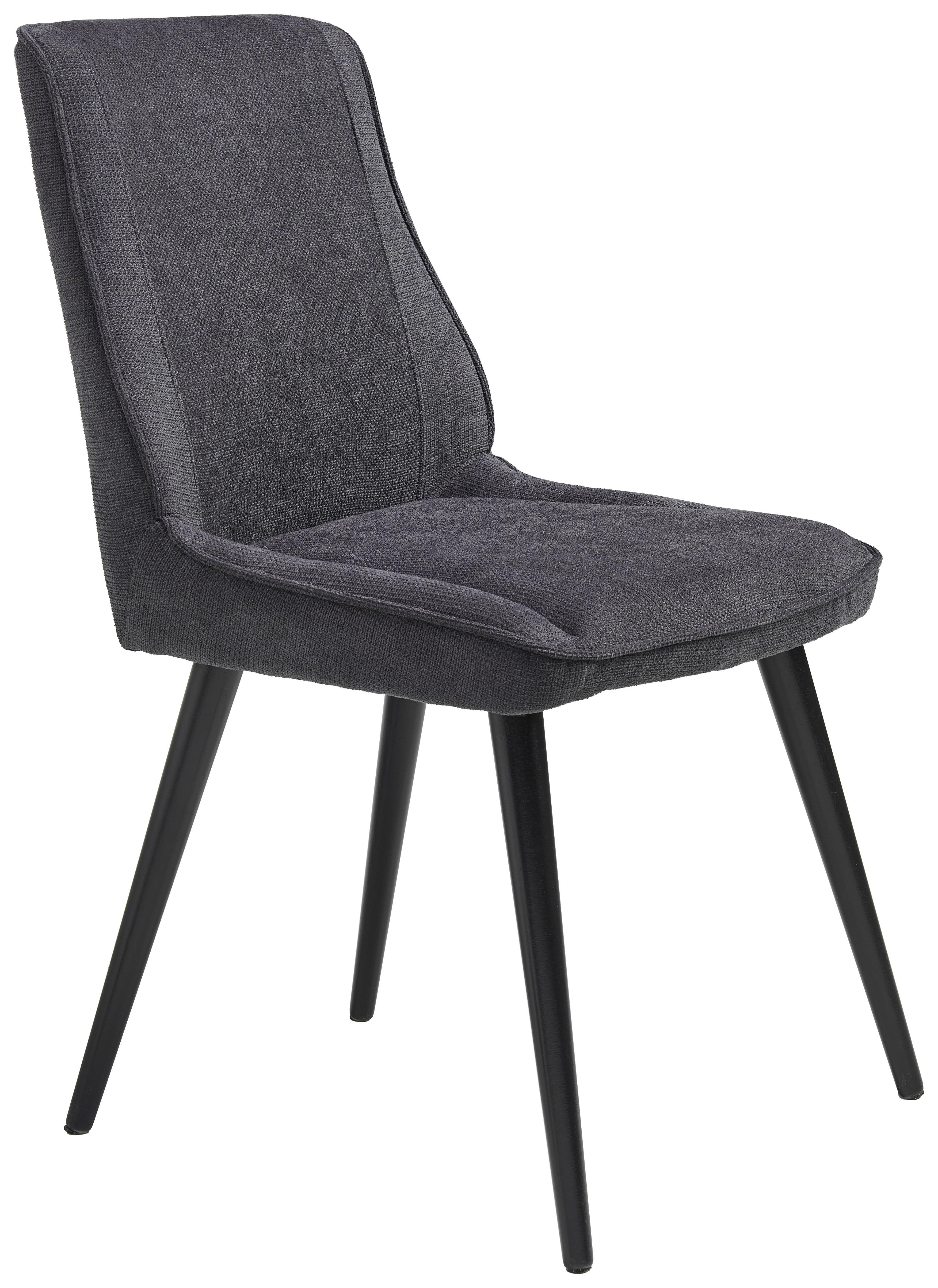 Esszimmerstuhl Amna Anthrazit Gepolstert - Anthrazit, KONVENTIONELL, Holz/Textil (51/86,5/64cm)