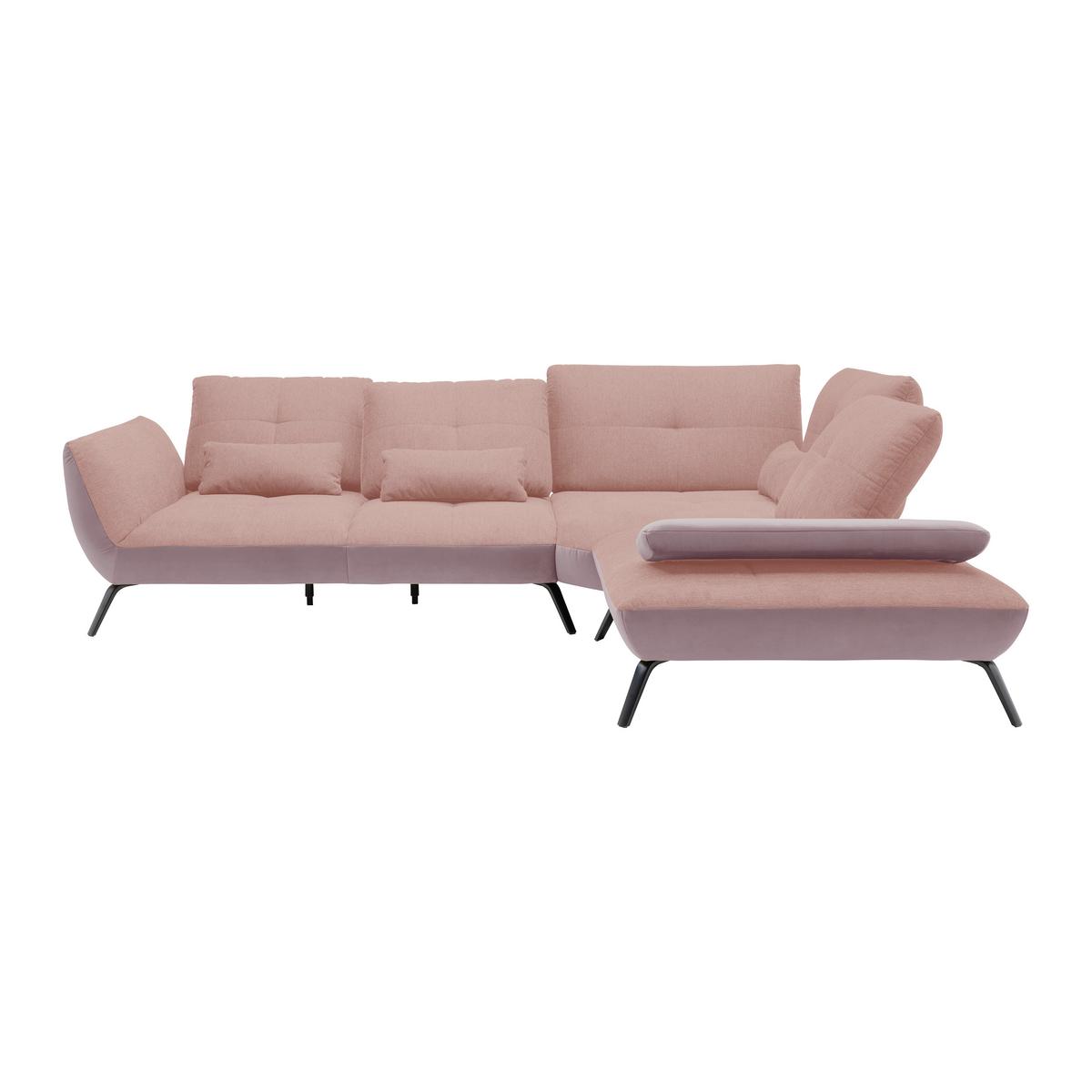 Rohová sedačka TRENDY, pravá, šeříková / růžová - růžová/černá, Moderní, kov/kompozitní dřevo (310/93/250cm) - Premium Living
