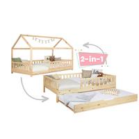 Bodenbett 90/200 Cm In Naturfarben Und Zusatzbett - Naturfarben, MODERN, Holz (90/200cm) - MID.YOU