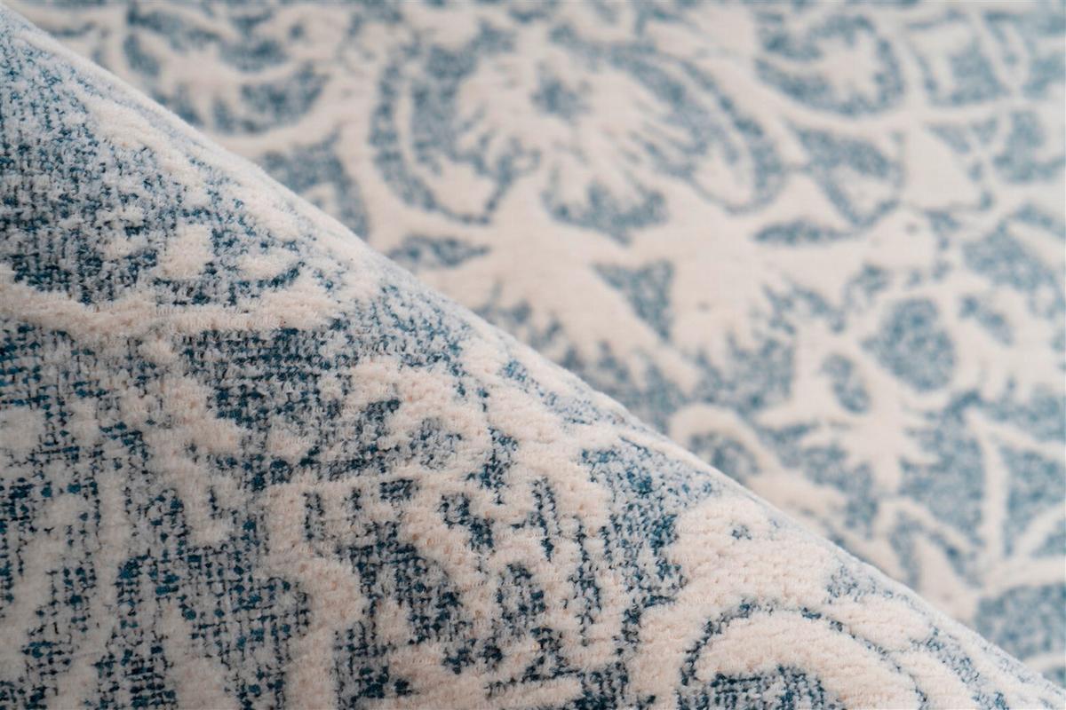 Flachwebteppich Blau/Creme - Blau/Creme, KONVENTIONELL, Textil (120/170cm) - Kayoom