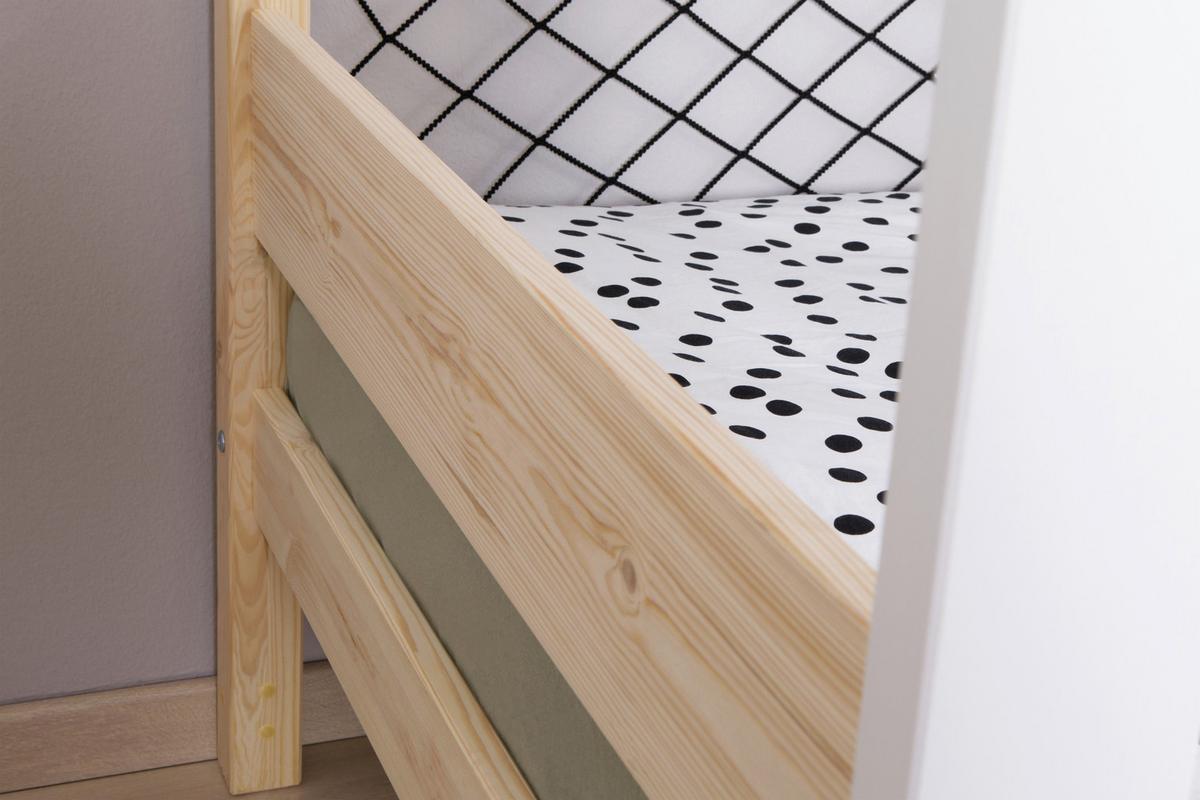 Bodenbett mit Rollrost 90x200 cm Natufarben/Weiß - Naturfarben/Weiß, MODERN, Holz (90/200cm) - MID.YOU