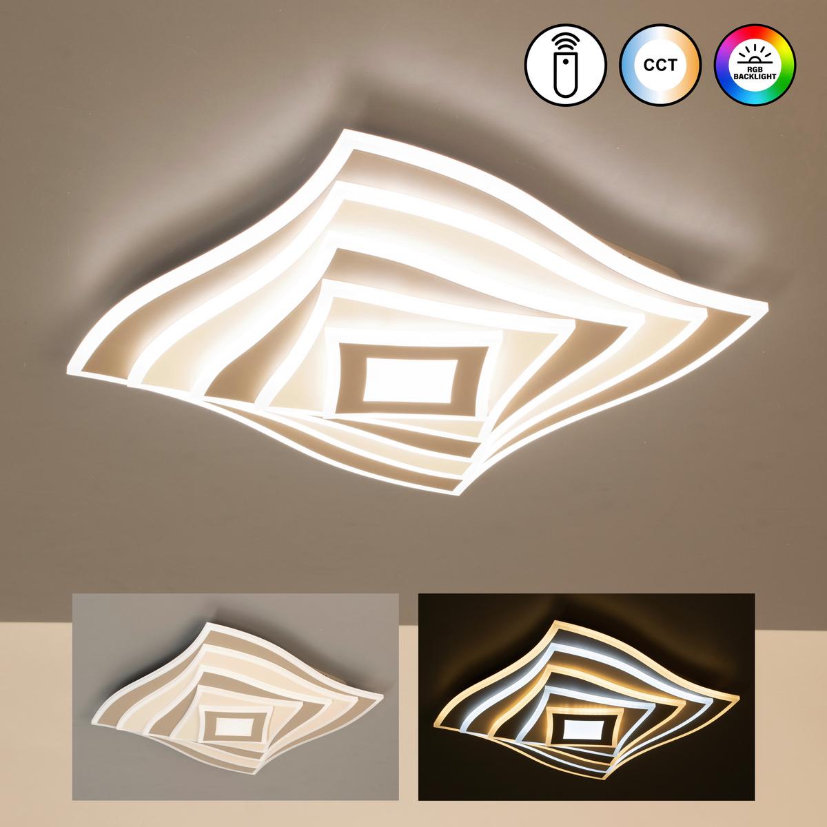 LED-Deckenleuchte Hero Schwarz B: 50 cm - Schwarz, Design, Metall (50/50/7.6cm) - Fischer & Honsel