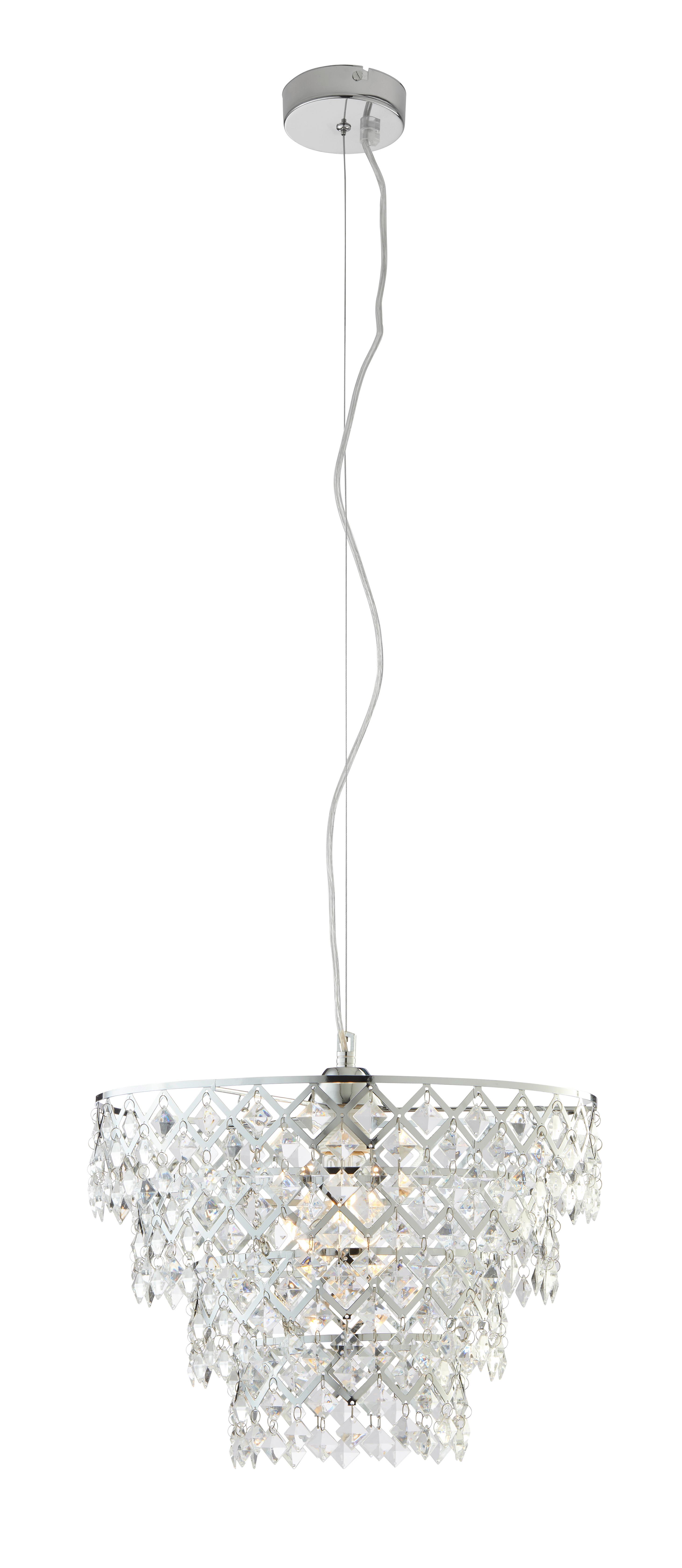 Hängeleuchte Fancy H: 120 cm 1-flammig, Kronleuchter Design - Klar/Chromfarben, Trend, Kunststoff/Metall (38/120cm) - Näve