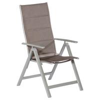 Gartensessel klappbar Taviano Metall/Textil - Silberfarben/Braun, ROMANTIK / LANDHAUS, Textil/Metall - Gardenson
