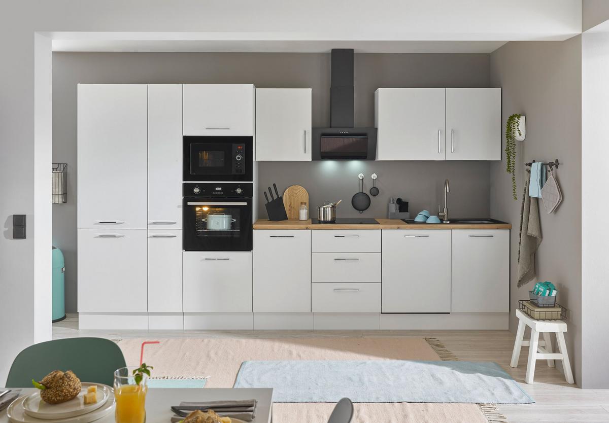 Küchenblock Turin Weiß/eiche Dekor B: 370 Cm - Weiß/Eiche Artisan, Basics, Holzwerkstoff (370cm) - MID.YOU