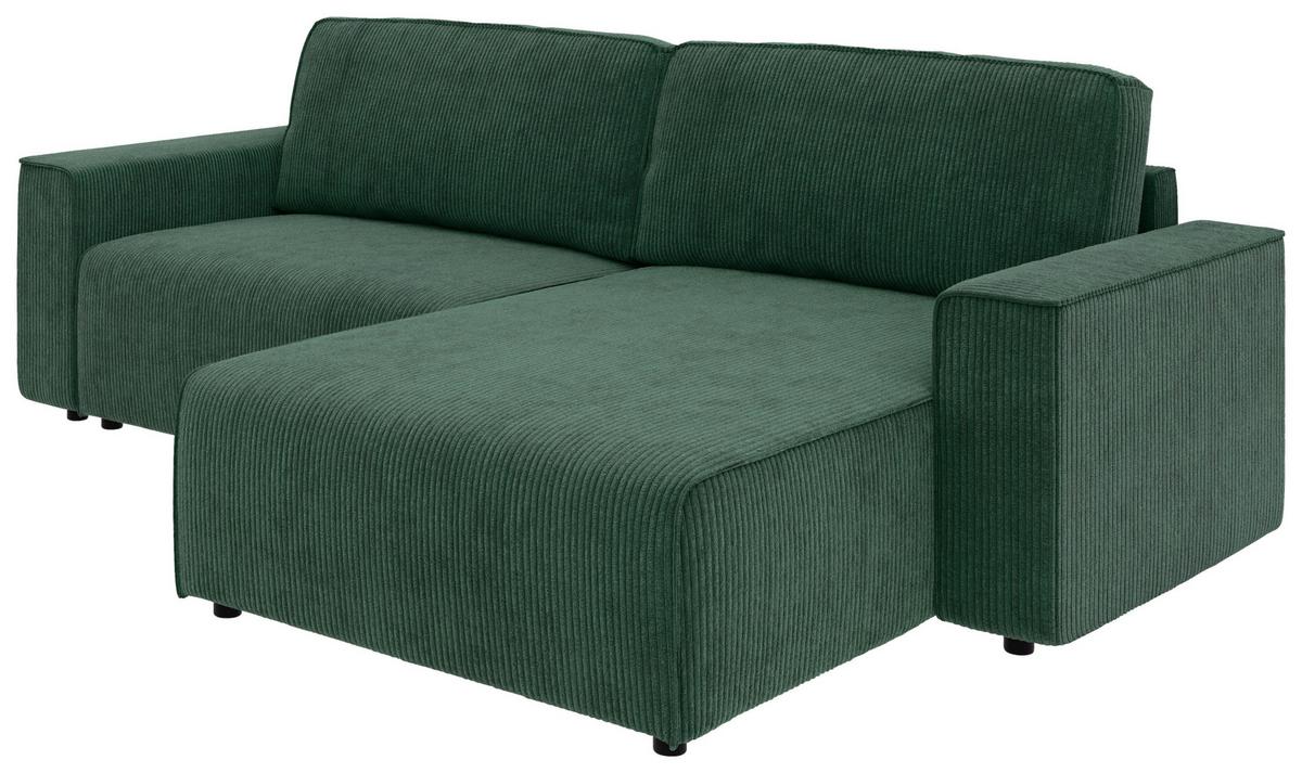 Ecksofa Chance Dunkelgrün S: 265x164 cm - Dunkelgrün/Schwarz, MODERN, Textil (265/164cm) - Trendmanufaktur