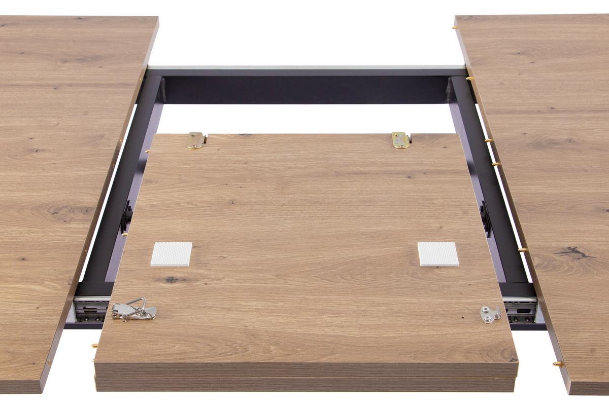 Esstisch Theo Eiche Artisan L: 140-180 cm - Schwarz/Eiche Artisan, MODERN, Holzwerkstoff/Metall (140/180/90/76cm) - Livetastic