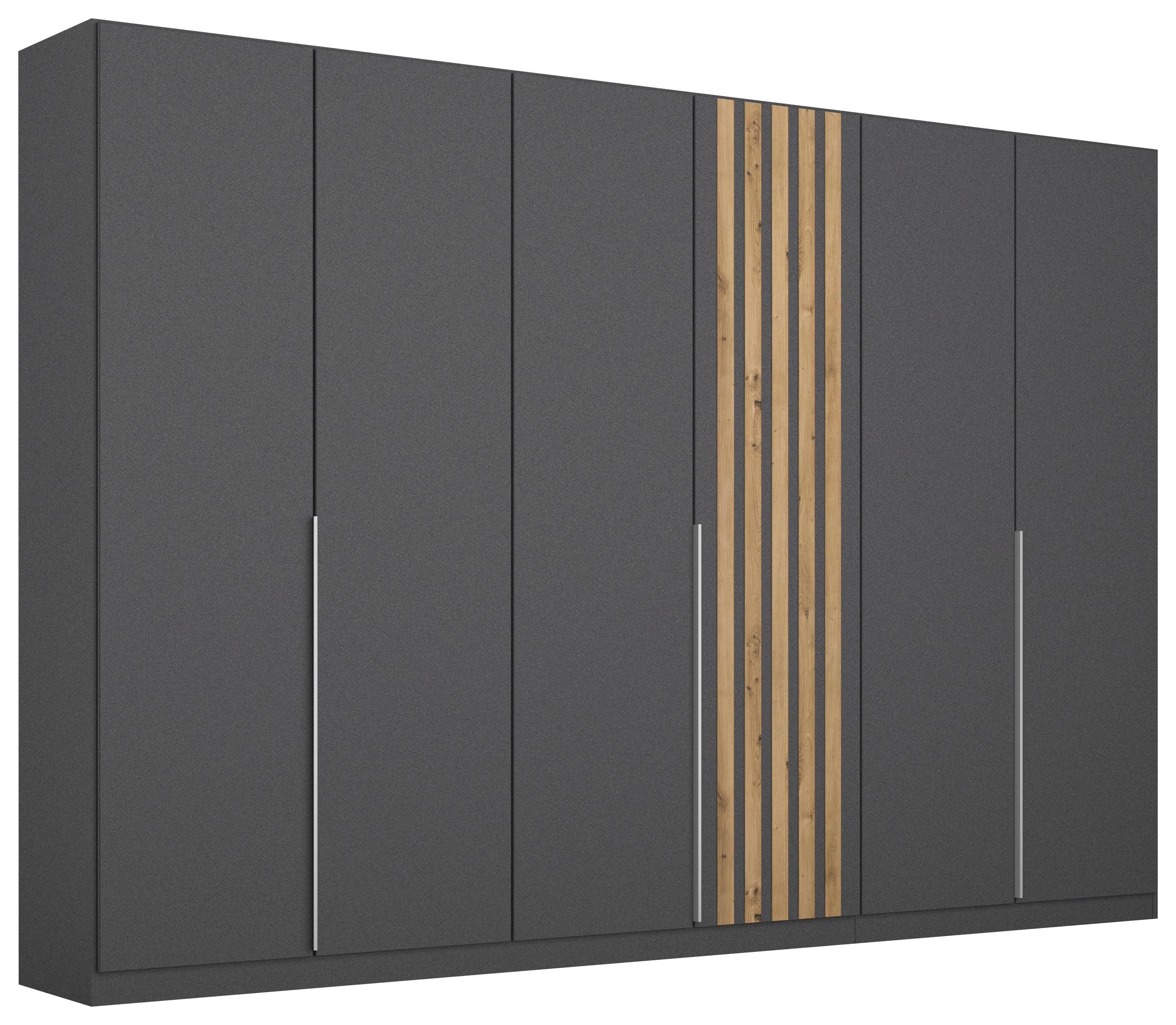 Drehtürenschrank B: 271 cm Lamella Grau/Eiche Dekor - Eiche Artisan/Grau, MODERN, Holzwerkstoff (271/210/54cm) - Rauch Möbel
