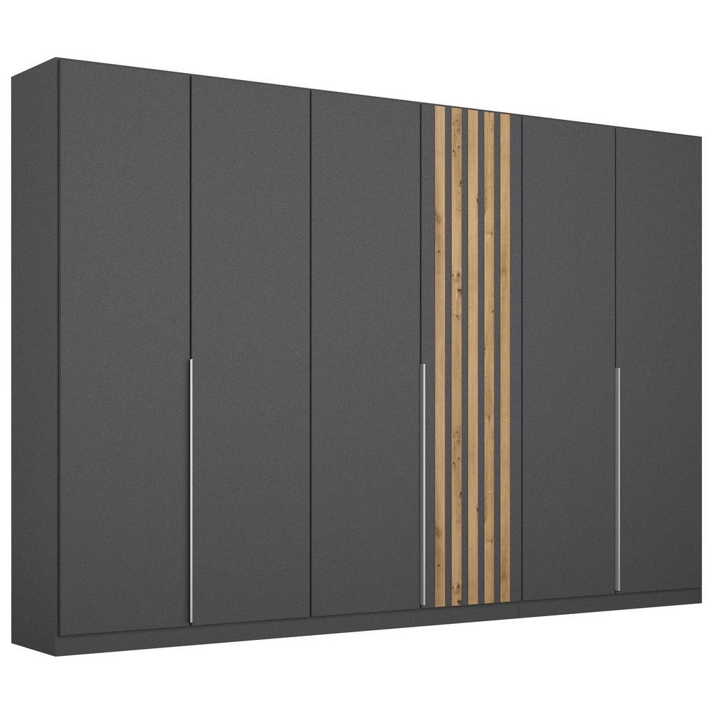 Drehtürenschrank B: 271 cm Lamella Grau/Eiche Dekor