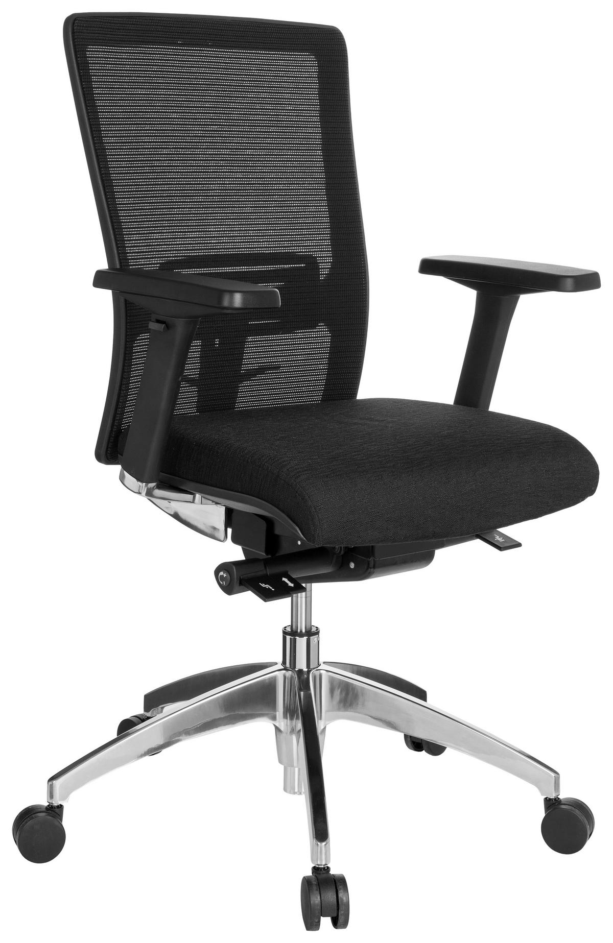 Drehstuhl Astra Base Schwarz - Alufarben/Schwarz, MODERN, Kunststoff/Textil (57/113/52cm) - MID.YOU