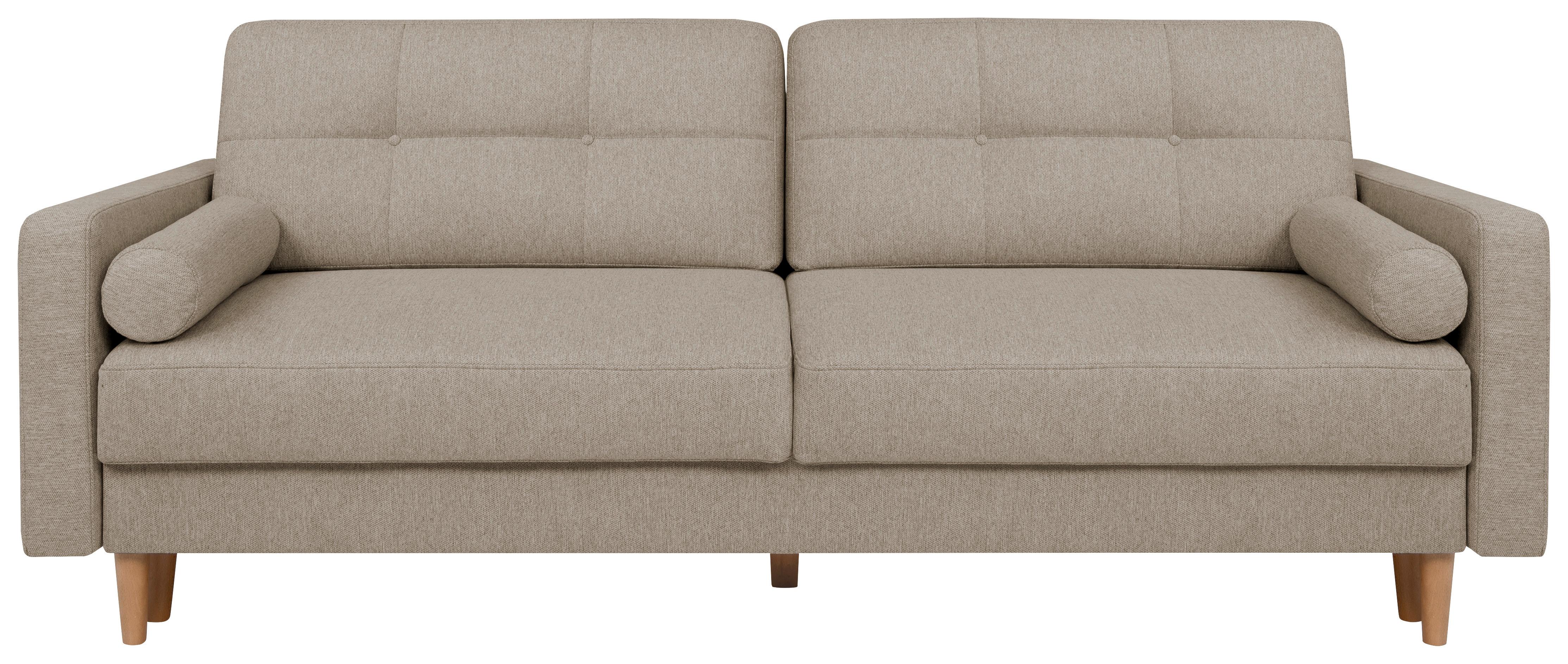 Schlafsofa Noret Beige B: 222 cm - Beige/Eiche Wotan, KONVENTIONELL, Textil (222/93/99cm) - MID.YOU