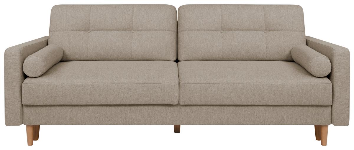 Schlafsofa Noret Beige B: 222 cm - Beige/Eiche Wotan, KONVENTIONELL, Textil (222/93/99cm) - MID.YOU