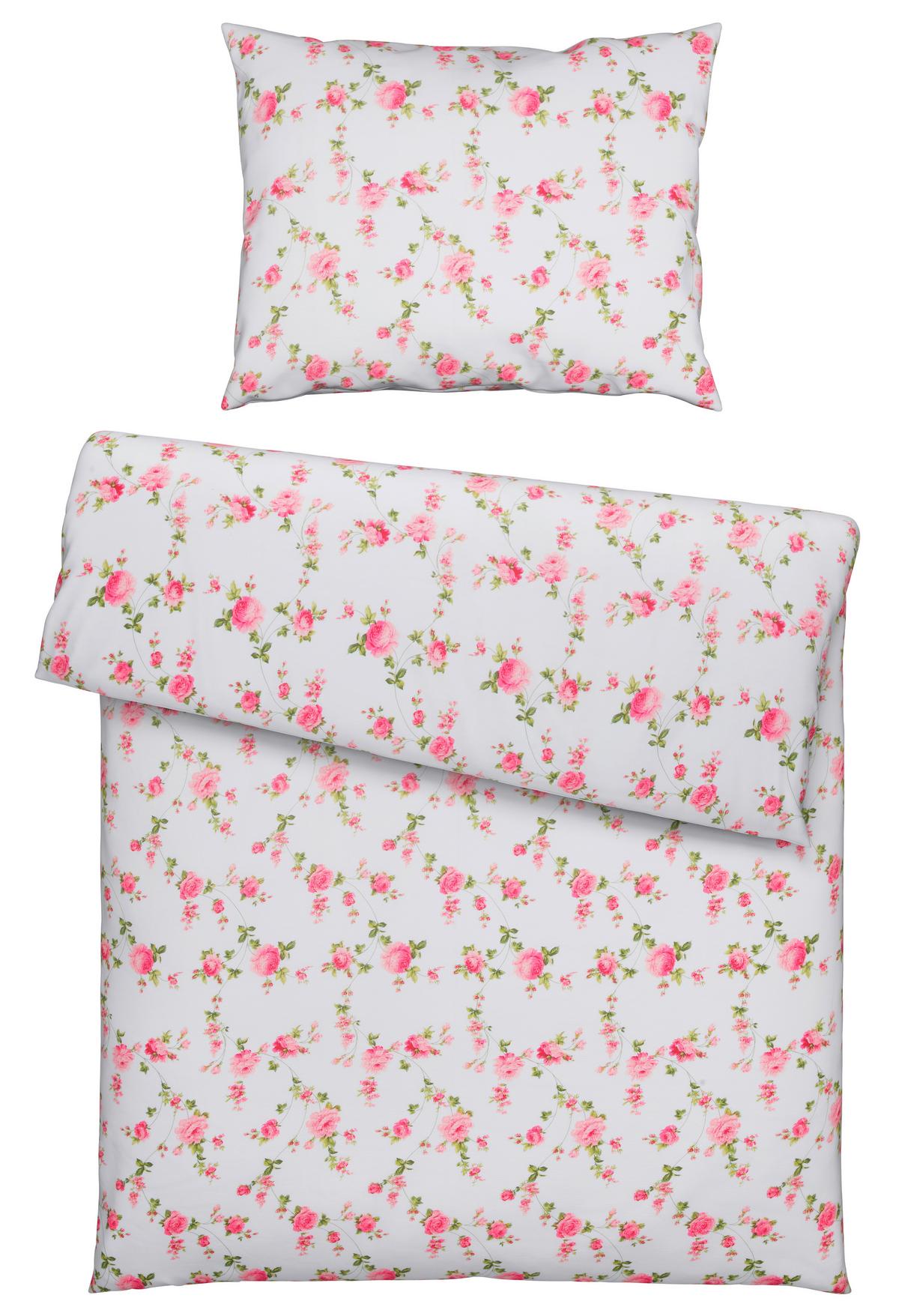 POVLEČENÍ Flora, 140/200cm, bílá s květy - bílá, Romantický / Rustikální, textil (140/200cm) - Modern Living