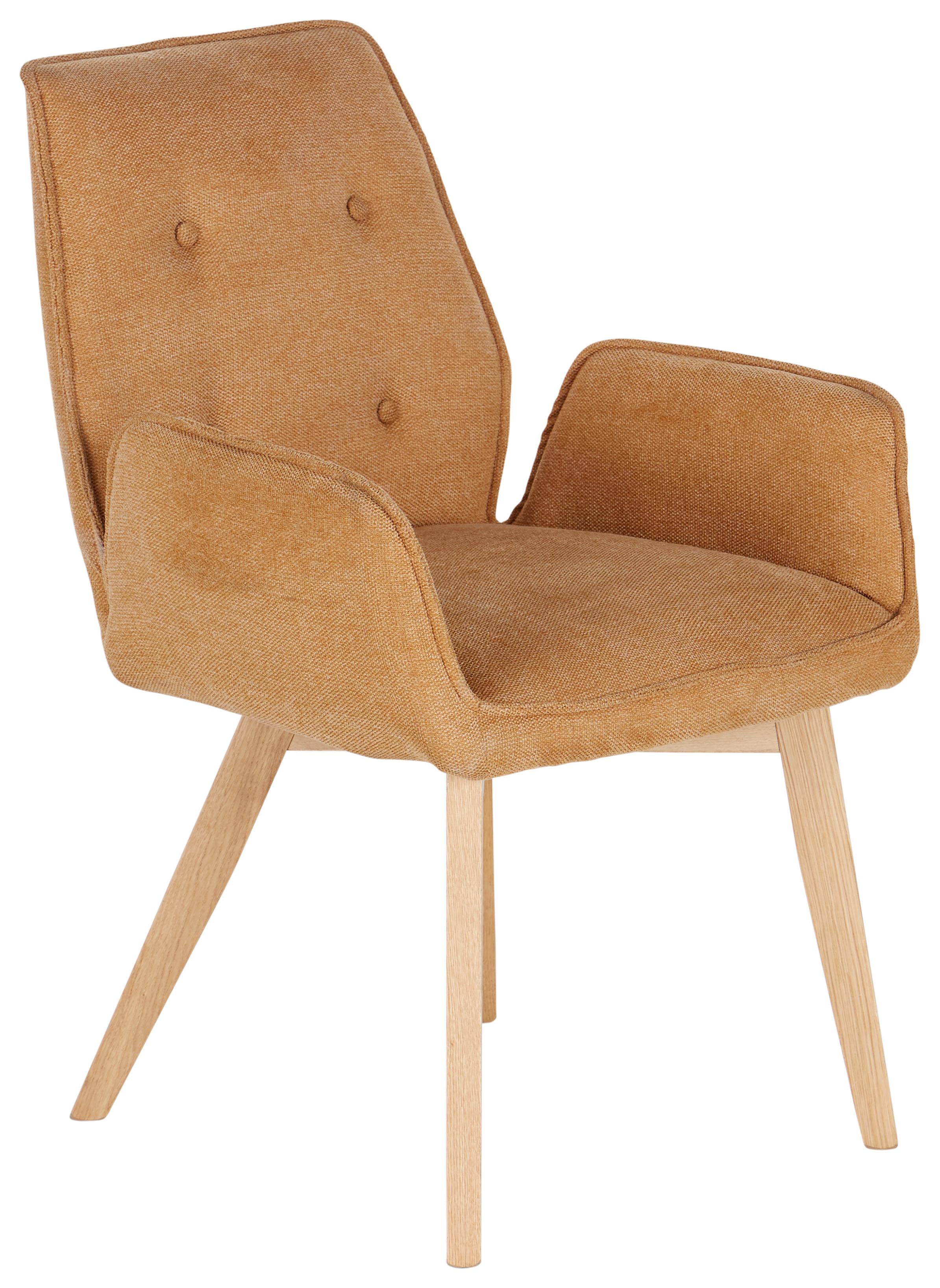 Armlehnstuhl Betty Eichefarben Gepolstert - Currygelb/Eichefarben, KONVENTIONELL, Holz (60/90/67cm)