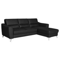 Ecksofa Santos Schwarz S: 241 cm - Chromfarben/Schwarz, Design, Leder/Textil (241/168cm) - Livetastic