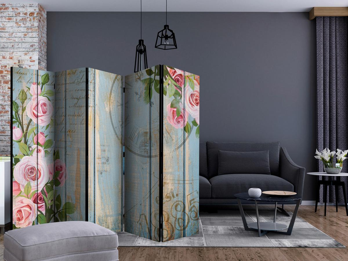 Paravent Pink Pastellblau B: 225 cm - Pink/Pastellblau, Basics, Holz/Kunststoff (225/172/3cm) - artgeist