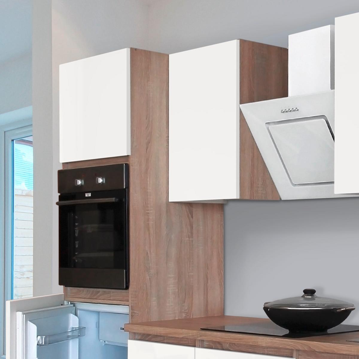 Küchenzeile Premium M. Geräten 280 Cm Weiß/eiche Dekor Modern - Eichefarben/Weiß, MODERN, Holzwerkstoff (280cm) - Respekta