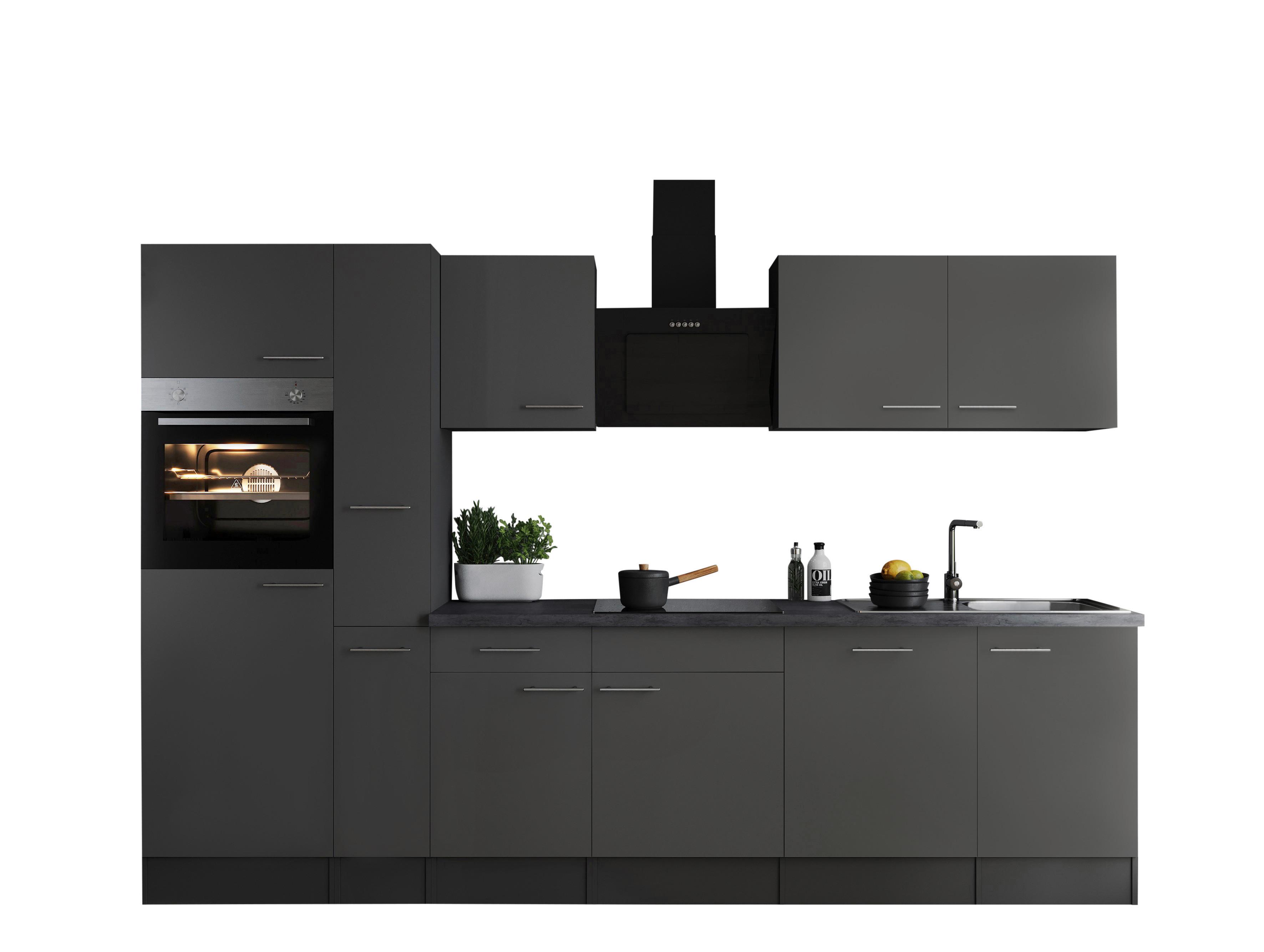 Küchenblock Oliver Grau B: 310 cm - Grau, Design, Holzwerkstoff (310cm) - Respekta