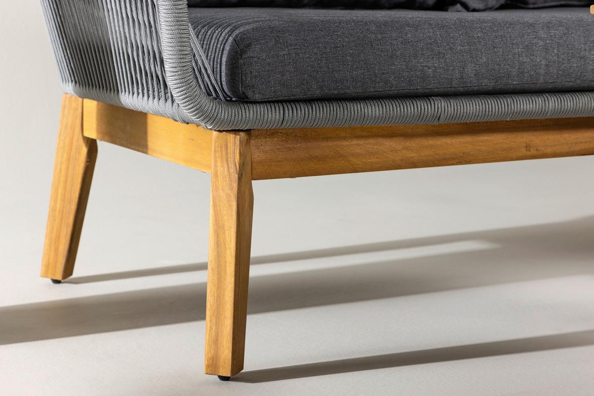 Loungegarnitur Chania - Dunkelgrau/Grau, KONVENTIONELL, Holz/Kunststoff (210/160cm) - Gardenson