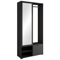 Garderobe Dino Schwarz matt B: 90 cm - Schwarz, Trend, Holzwerkstoff (90/190/33cm) - P & B