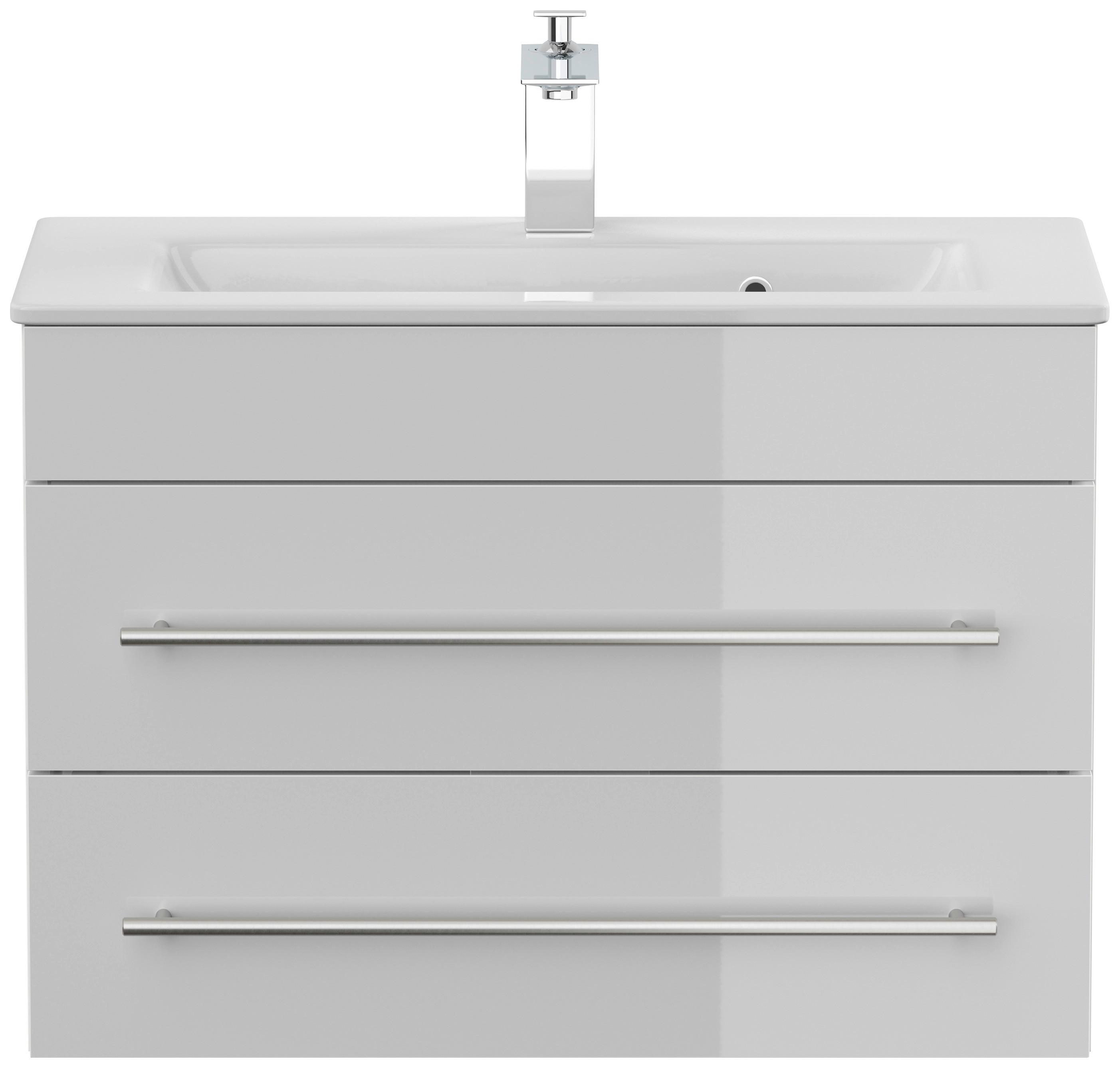 Waschtischkombi Portus Weiß Hg B: 70,4 cm - Weiß Hochglanz/Weiß, MODERN, Keramik/Holzwerkstoff (70,4cm) - MID.YOU